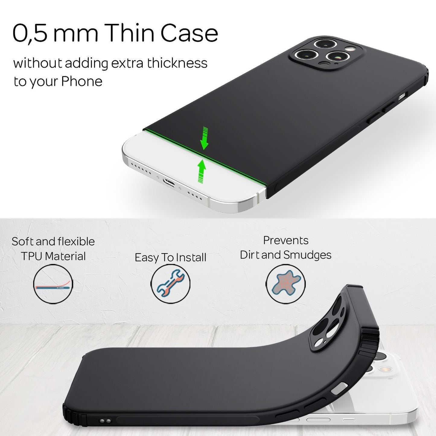 Husă NALIA din silicon ultrasubțire pentru iPhone 12 Pro Max - grosime 0,5 mm, finisaj mat, potrivire perfectă