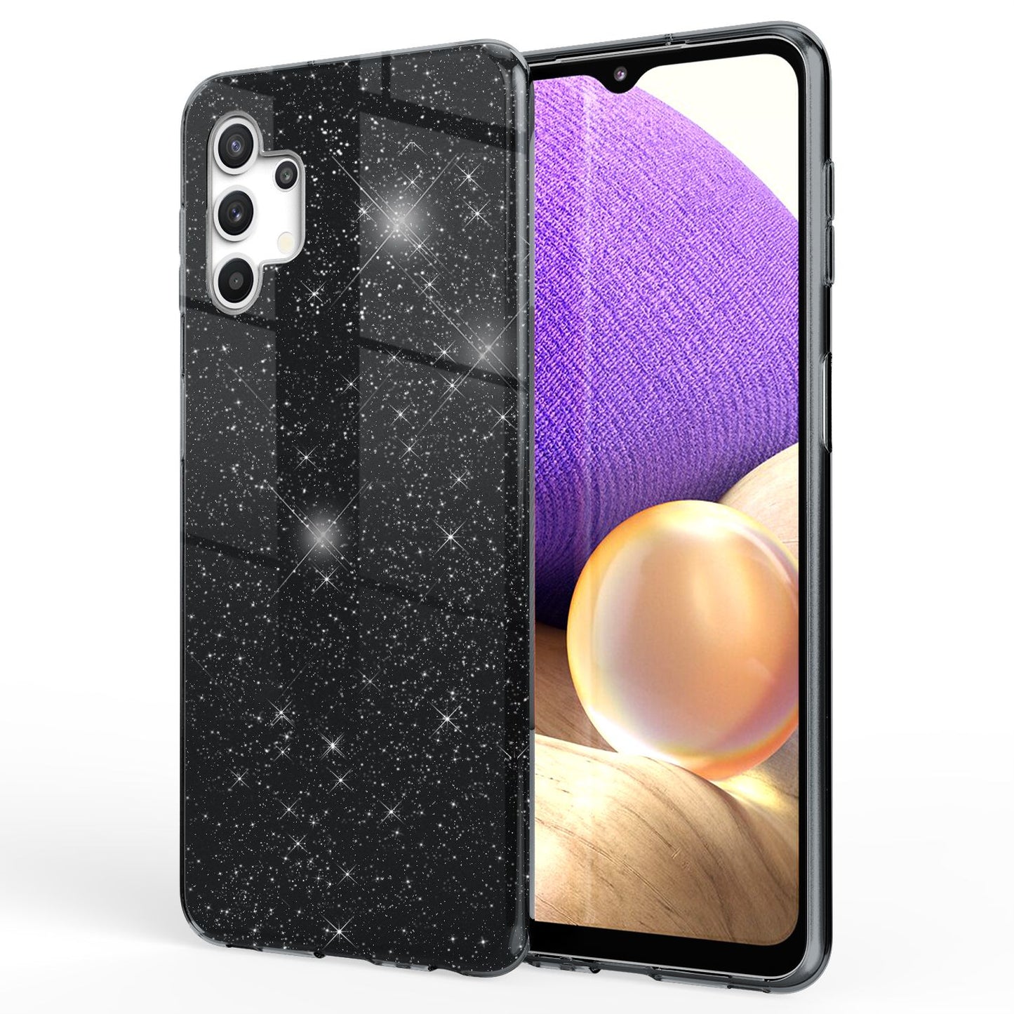 NALIA Glitzer Handy Hülle für Samsung Galaxy A32 5G, Silikon Cover Case Glänzend