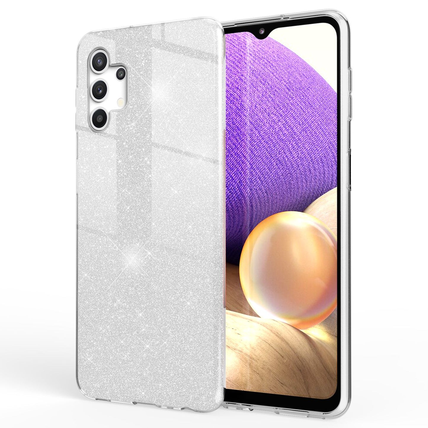 NALIA Glitzer Handy Hülle für Samsung Galaxy A32 5G, Silikon Cover Case Glänzend