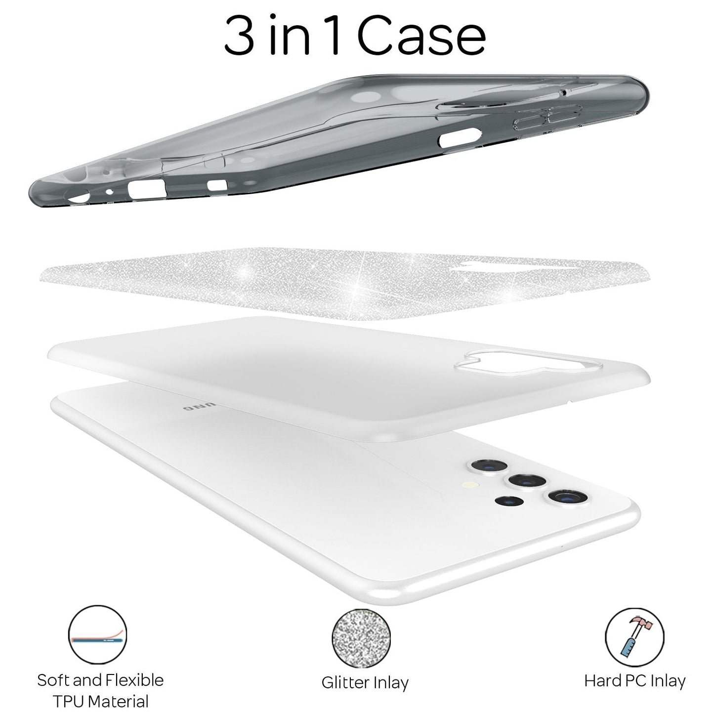 NALIA Glitzer Handy Hülle für Samsung Galaxy A32 5G, Silikon Cover Case Glänzend