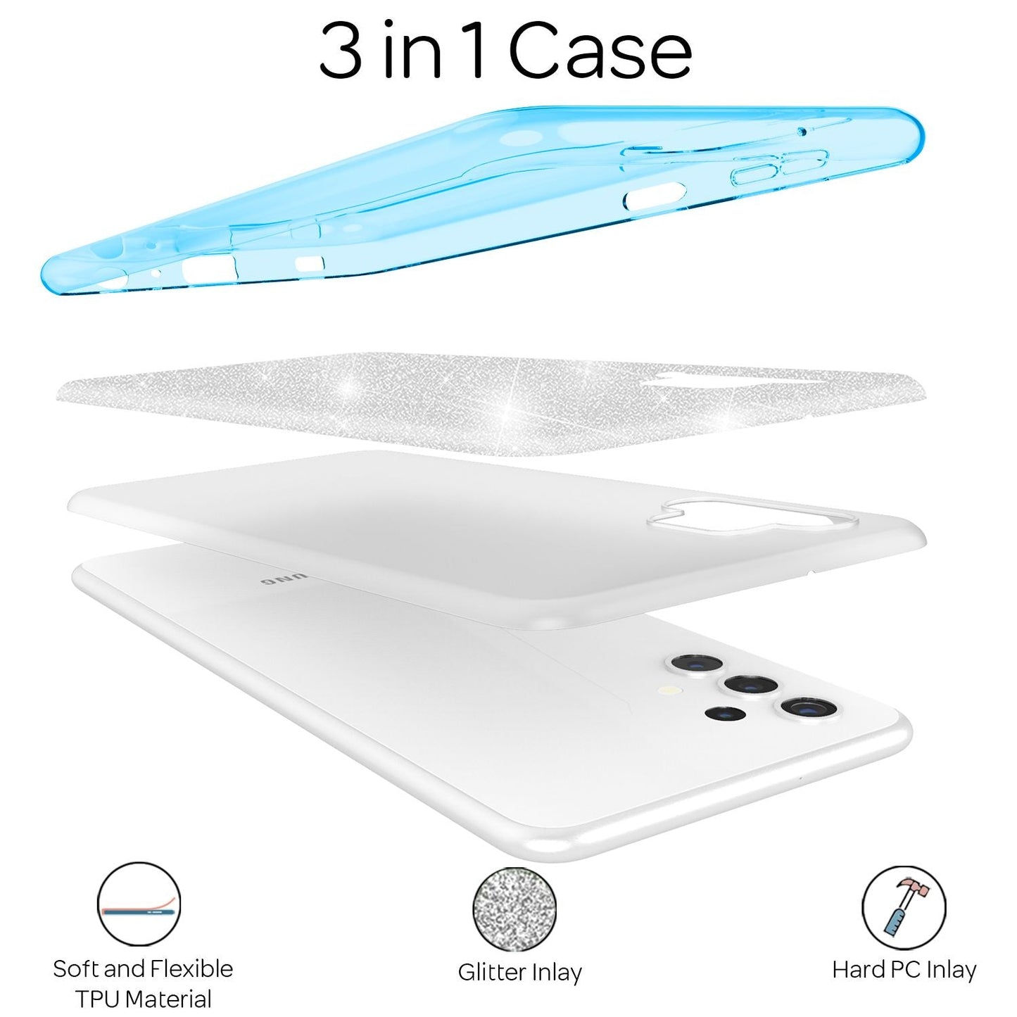 NALIA Glitzer Handy Hülle für Samsung Galaxy A32 5G, Silikon Cover Case Glänzend