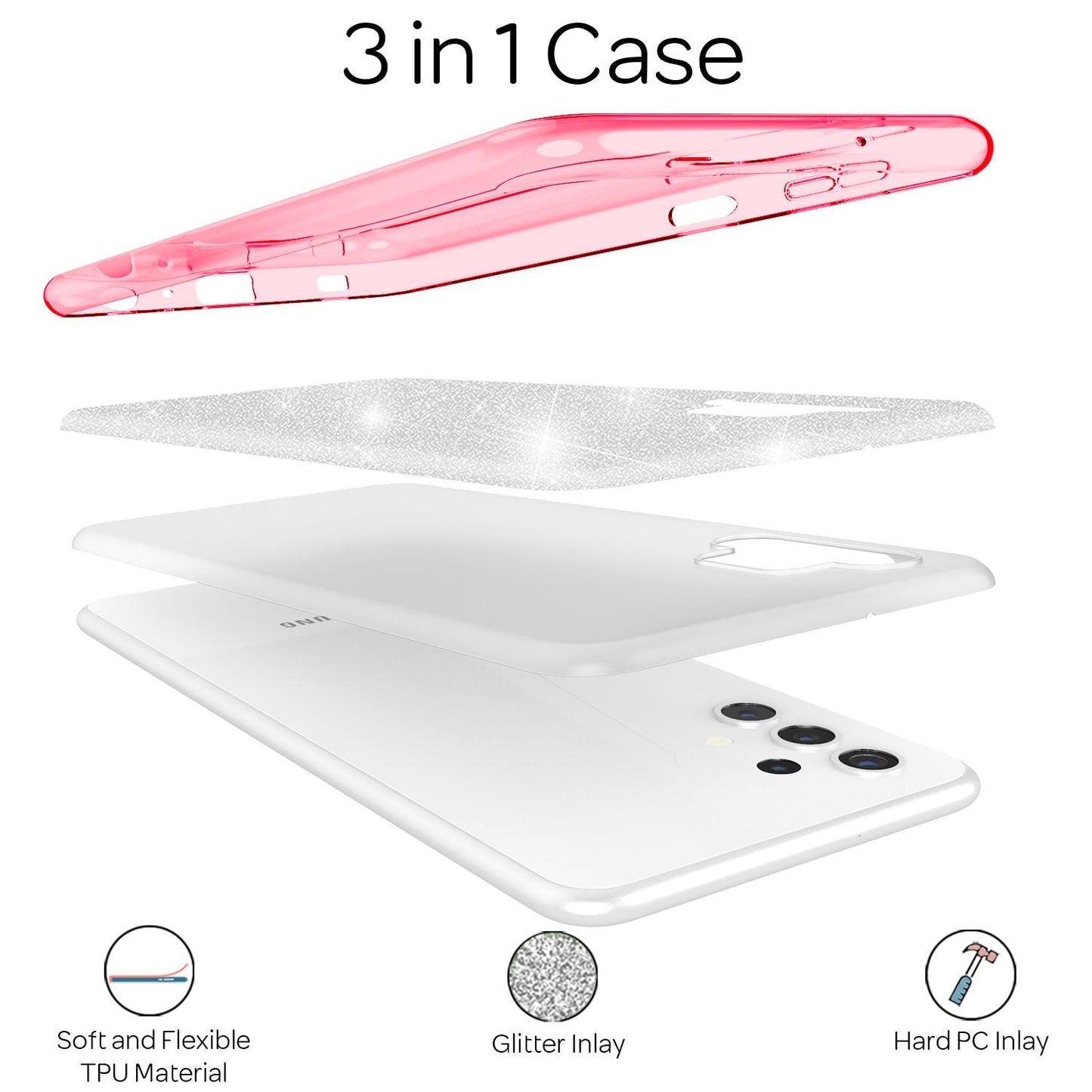 NALIA Glitzer Handy Hülle für Samsung Galaxy A32 5G, Silikon Cover Case Glänzend
