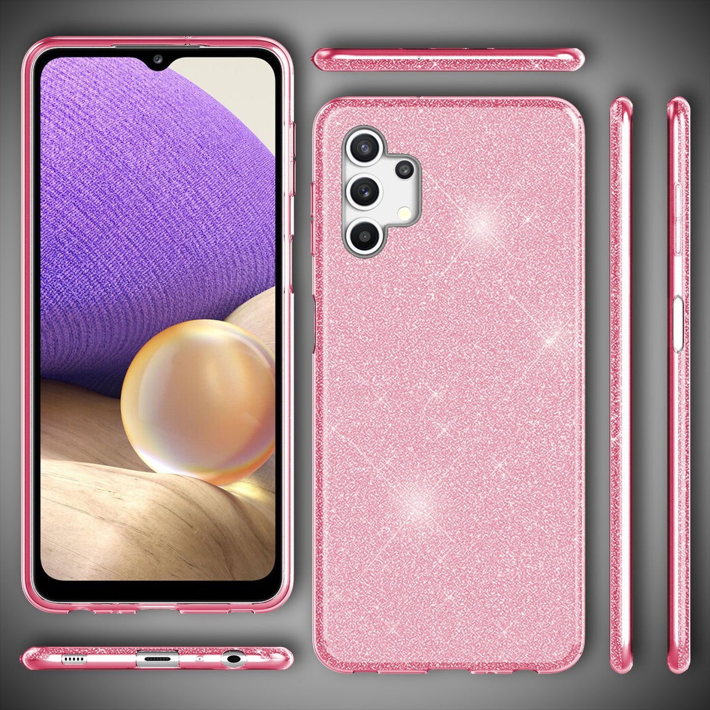 NALIA Glitzer Handy Hülle für Samsung Galaxy A32 5G, Silikon Cover Case Glänzend