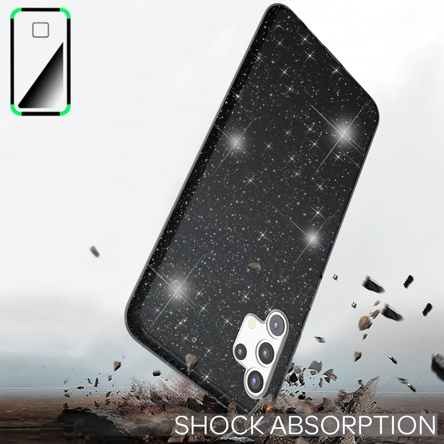 NALIA Glitzer Handy Hülle für Samsung Galaxy A32 5G, Silikon Cover Case Glänzend