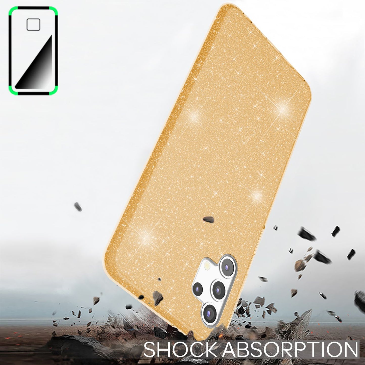 NALIA Glitzer Handy Hülle für Samsung Galaxy A32 5G, Silikon Cover Case Glänzend