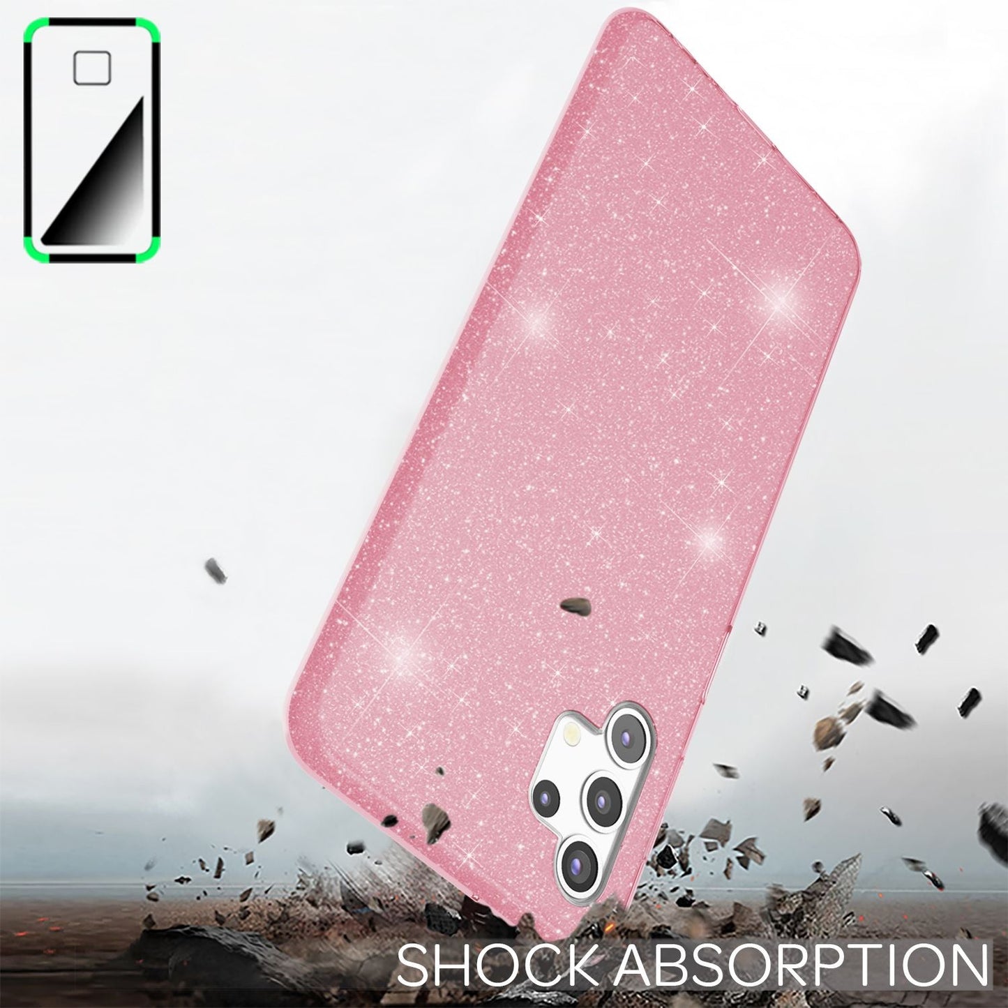 NALIA Glitzer Handy Hülle für Samsung Galaxy A32 5G, Silikon Cover Case Glänzend