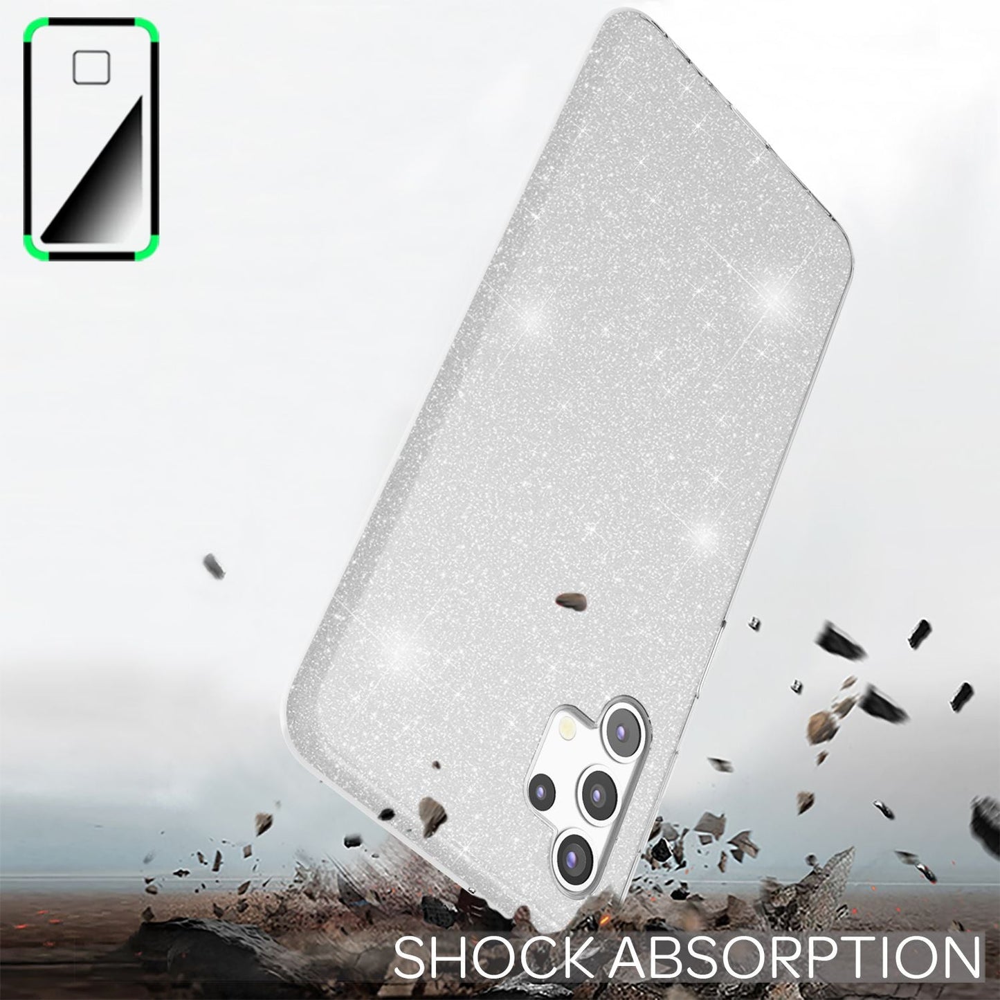 NALIA Glitzer Handy Hülle für Samsung Galaxy A32 5G, Silikon Cover Case Glänzend