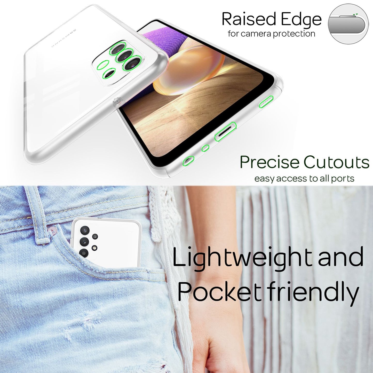 NALIA 360Guard Hülle Transparenter Rundumschutz - Kompatibel Galaxy A32 5G, Passgenau, Dünn