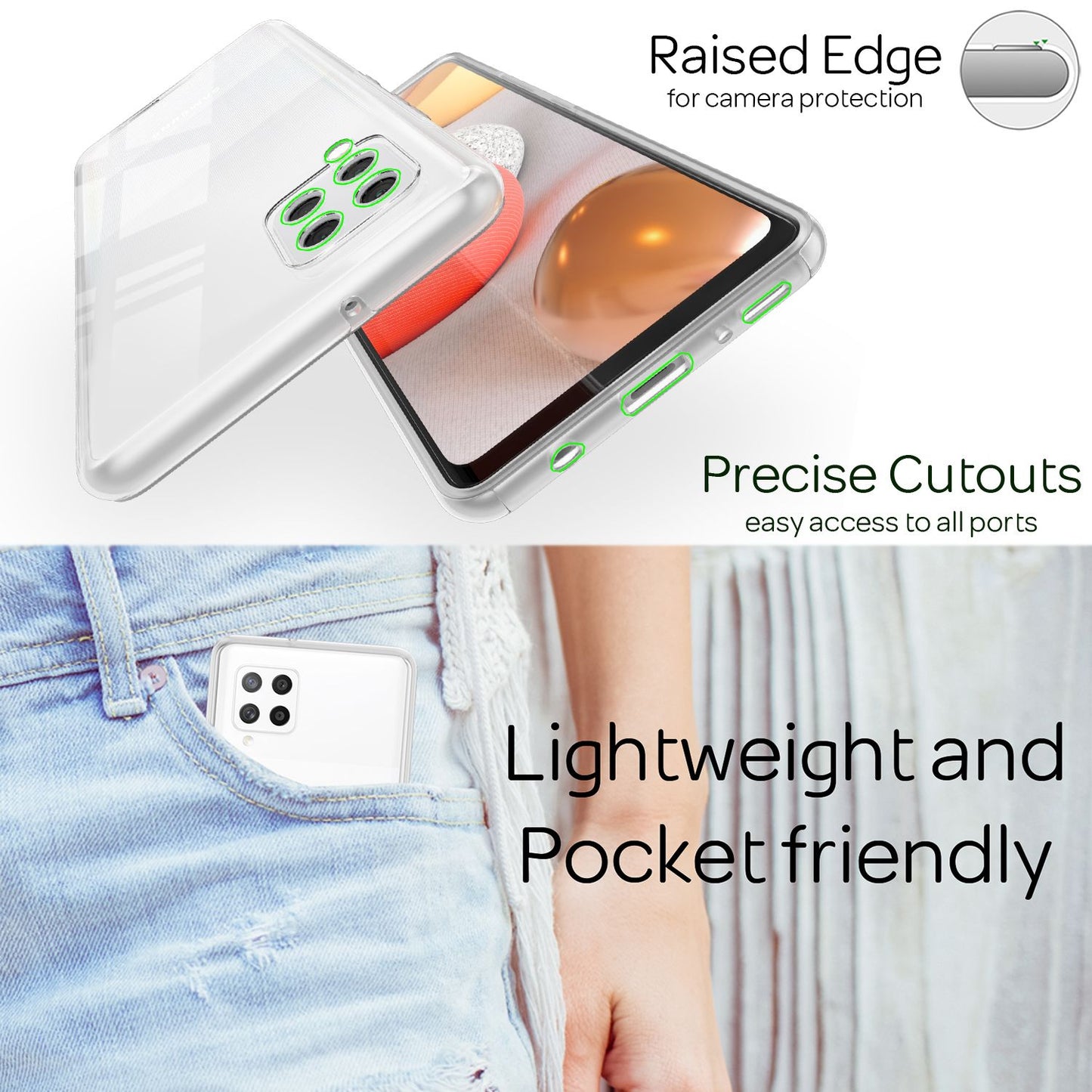 NALIA 360 Grad Handy Hülle - Kompatibel Galaxy A42 5G, Transparent, 360 Grad Schutz