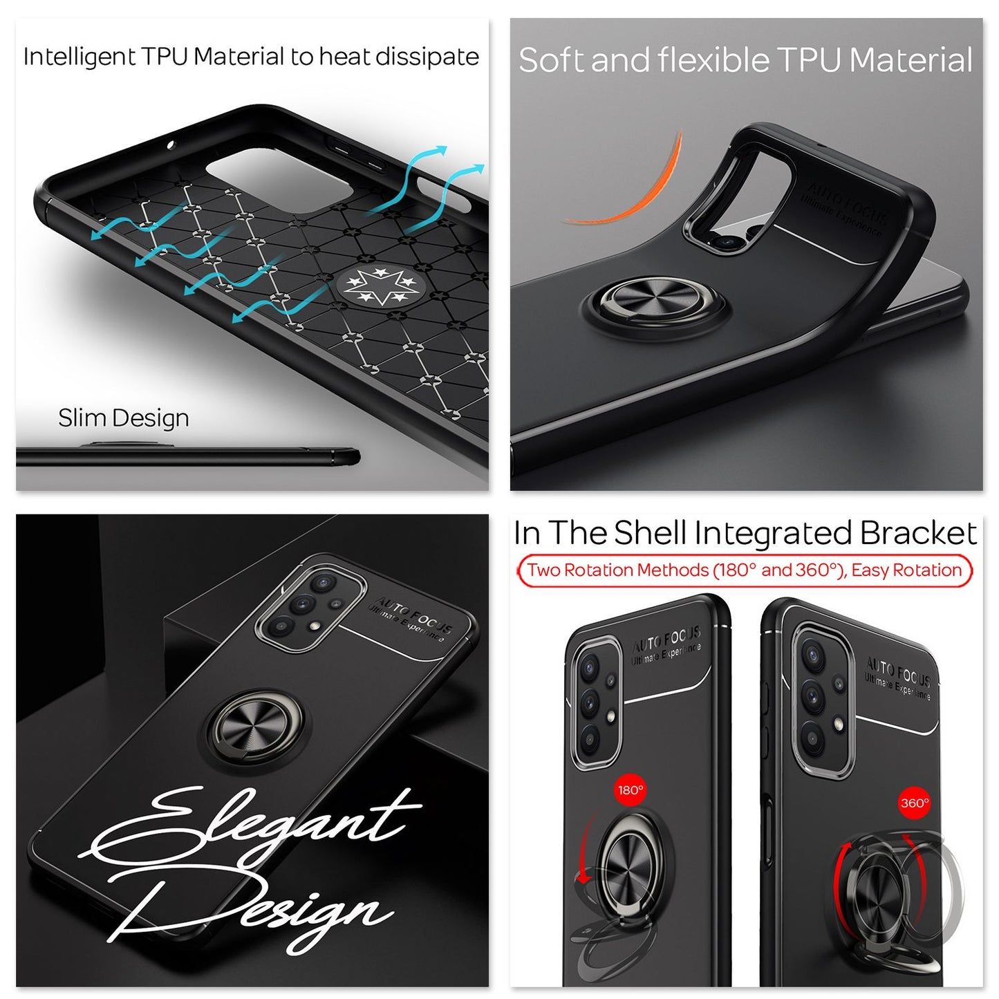 NALIA Ring Handy Hülle für Samsung Galaxy A32 5G, Silikon Cover 360 Grad Halter