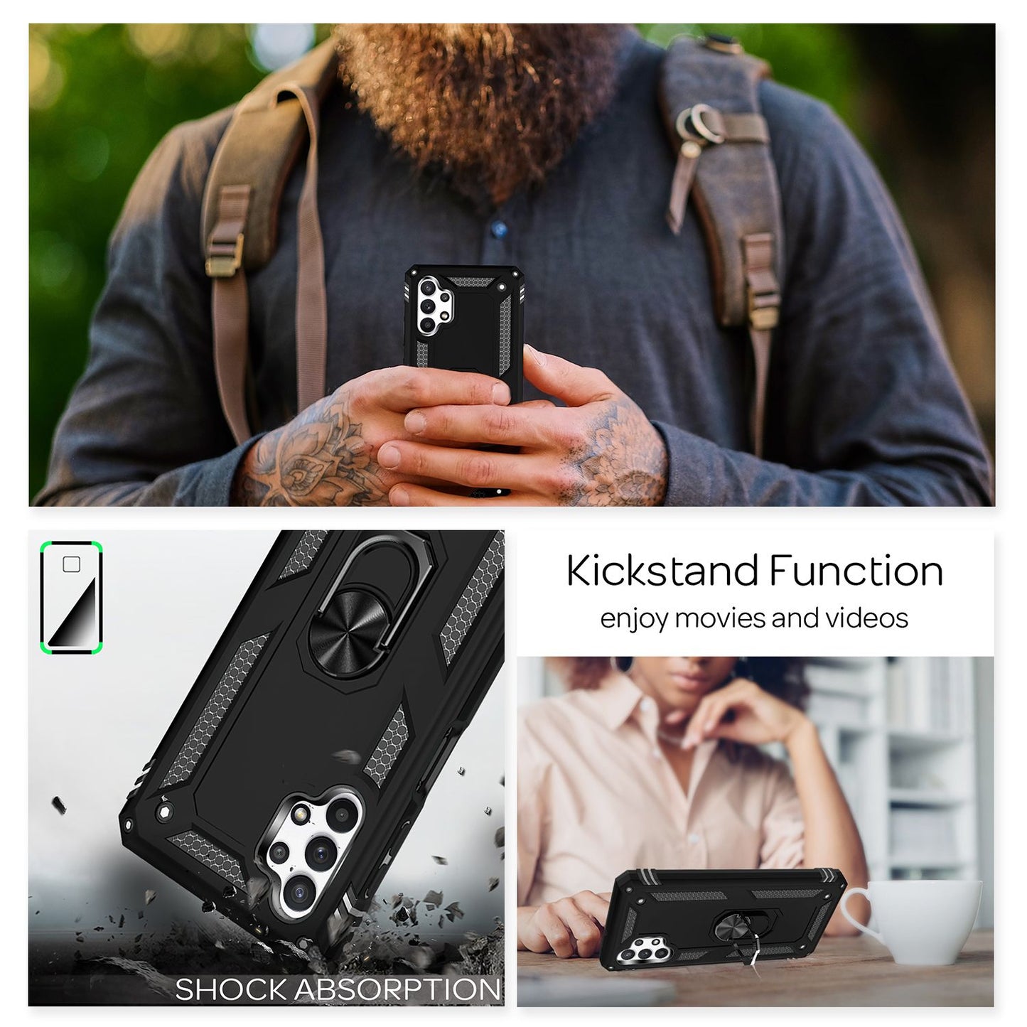 NALIA Ring Handy Hülle für Samsung Galaxy A32 5G, Cover mit 360° Finger Halter