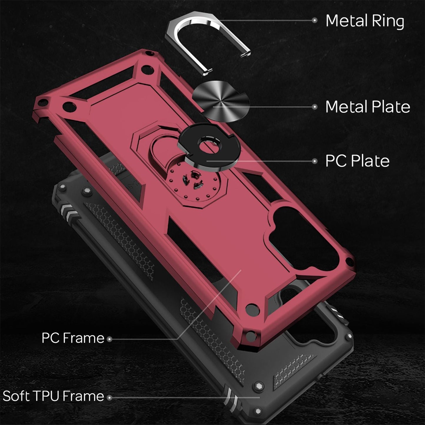 NALIA Ring Handy Hülle für Samsung Galaxy A32 5G, Cover mit 360° Finger Halter