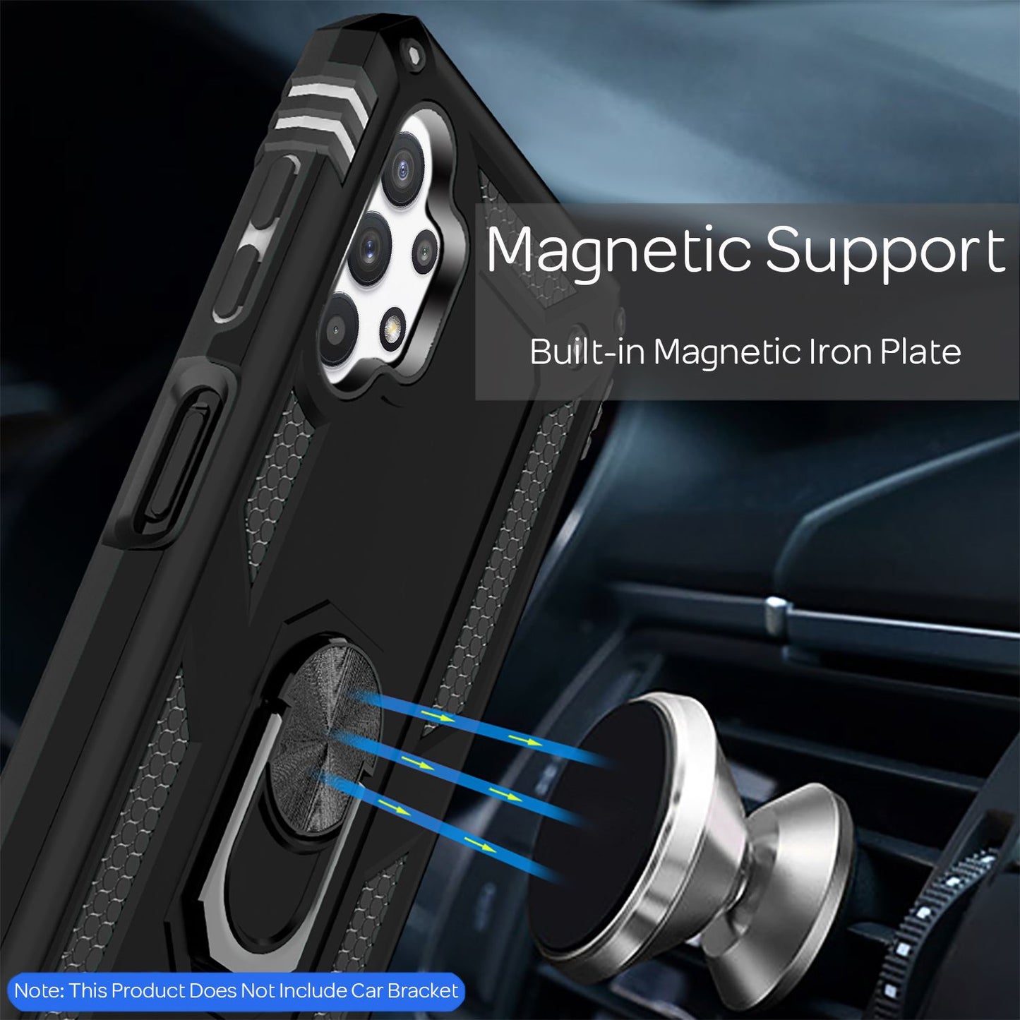 NALIA Ring Handy Hülle für Samsung Galaxy A32 5G, Cover mit 360° Finger Halter