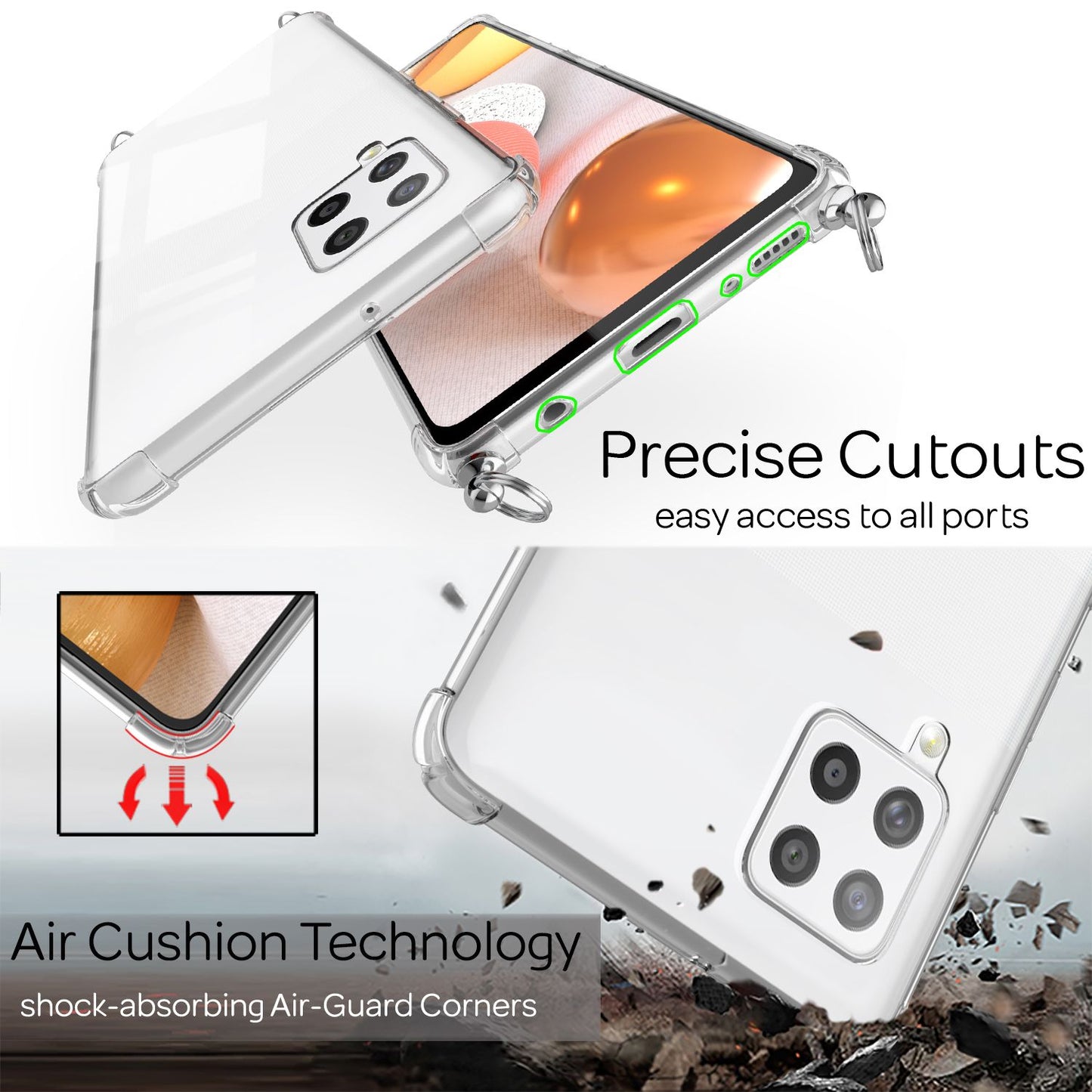 NALIA Hülle Mit Kette Galaxy A42 5G - Transparent, Leicht, Passgenaue Abmessungen