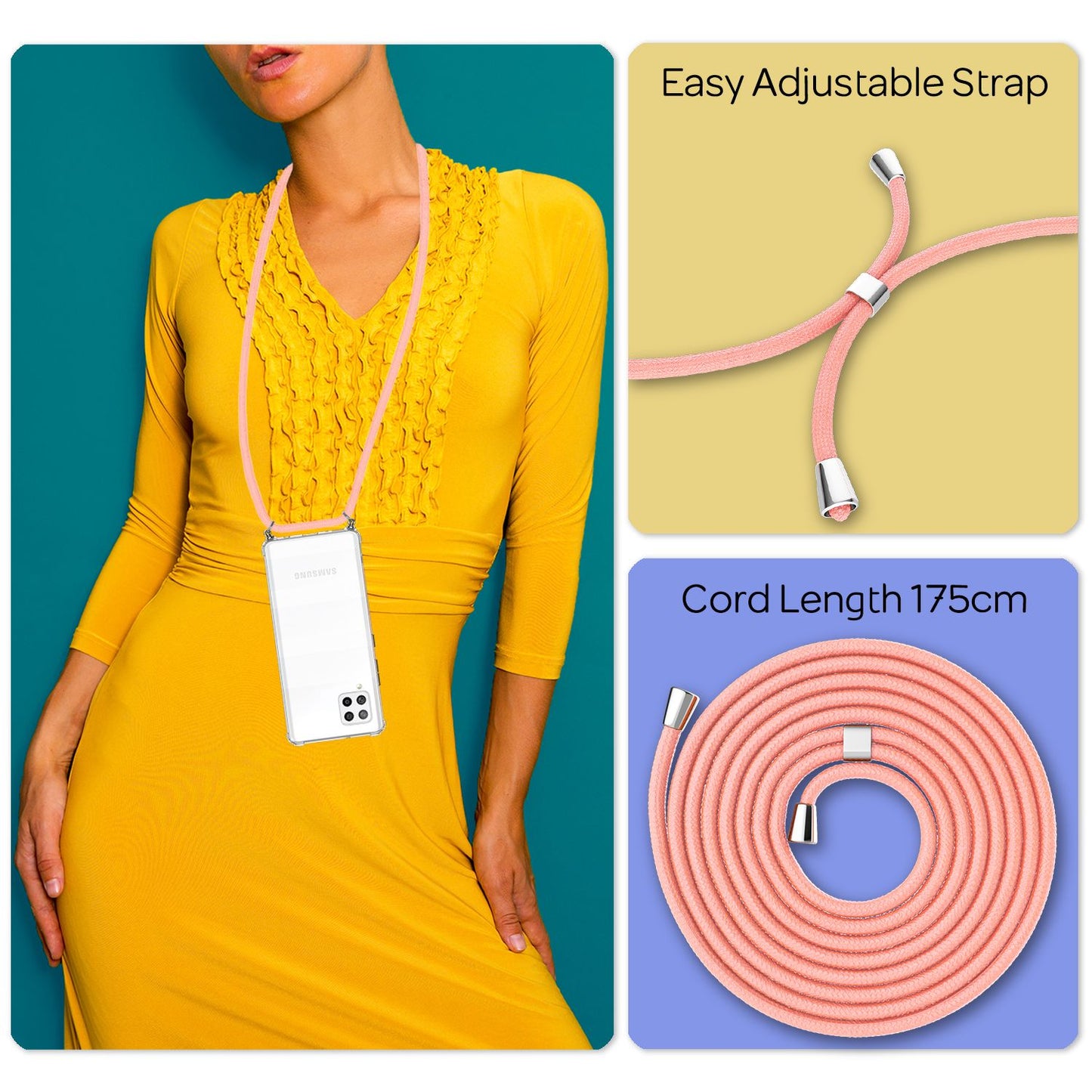 NALIA Hülle Mit Kette Galaxy A42 5G - Transparent, Leicht, Passgenaue Abmessungen