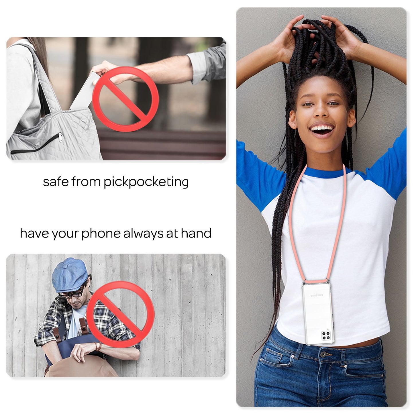 NALIA Hülle Mit Kette Galaxy A42 5G - Transparent, Leicht, Passgenaue Abmessungen