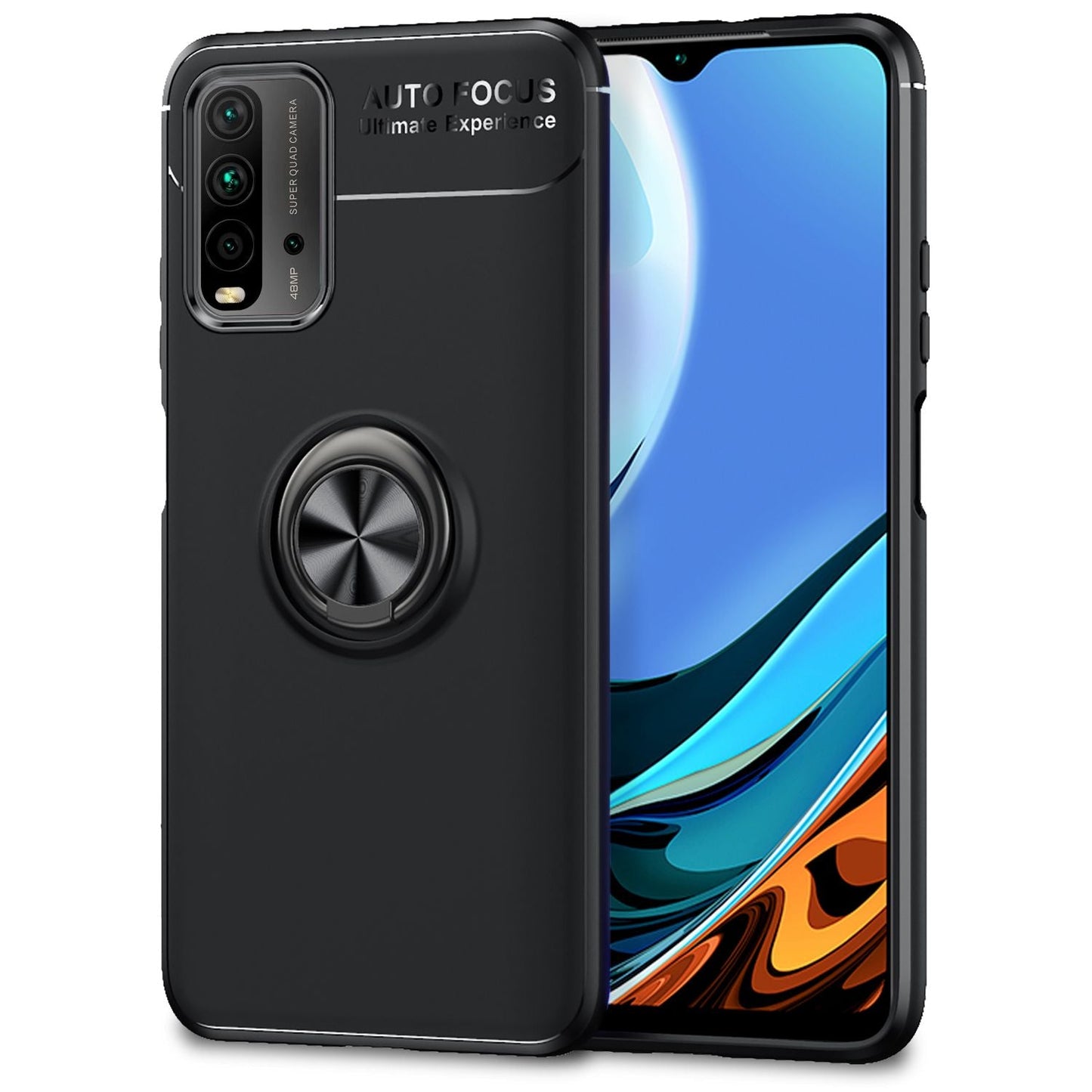 NALIA Ring Handyhülle für Xiaomi Redmi 9T, Silikon Cover Schutz Tasche Case Etui