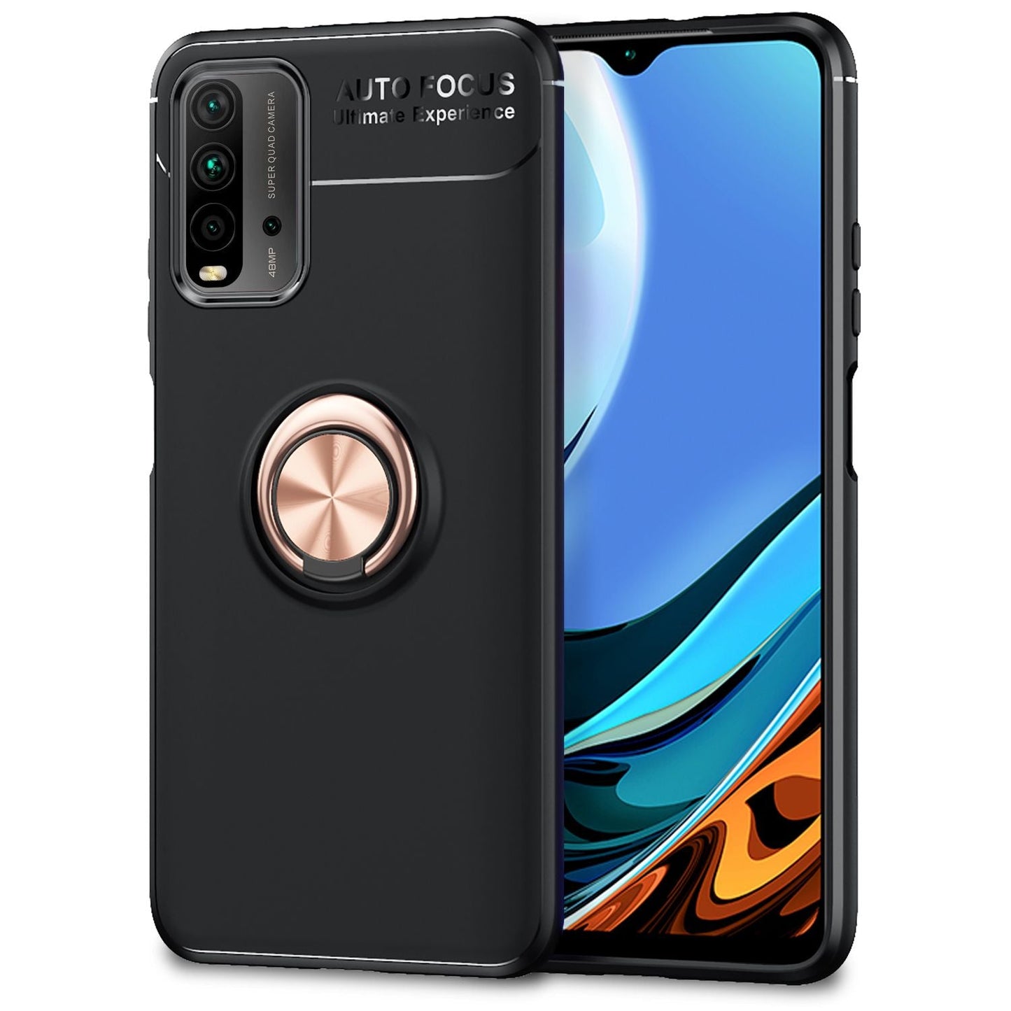 NALIA Ring Handyhülle für Xiaomi Redmi 9T, Silikon Cover Schutz Tasche Case Etui