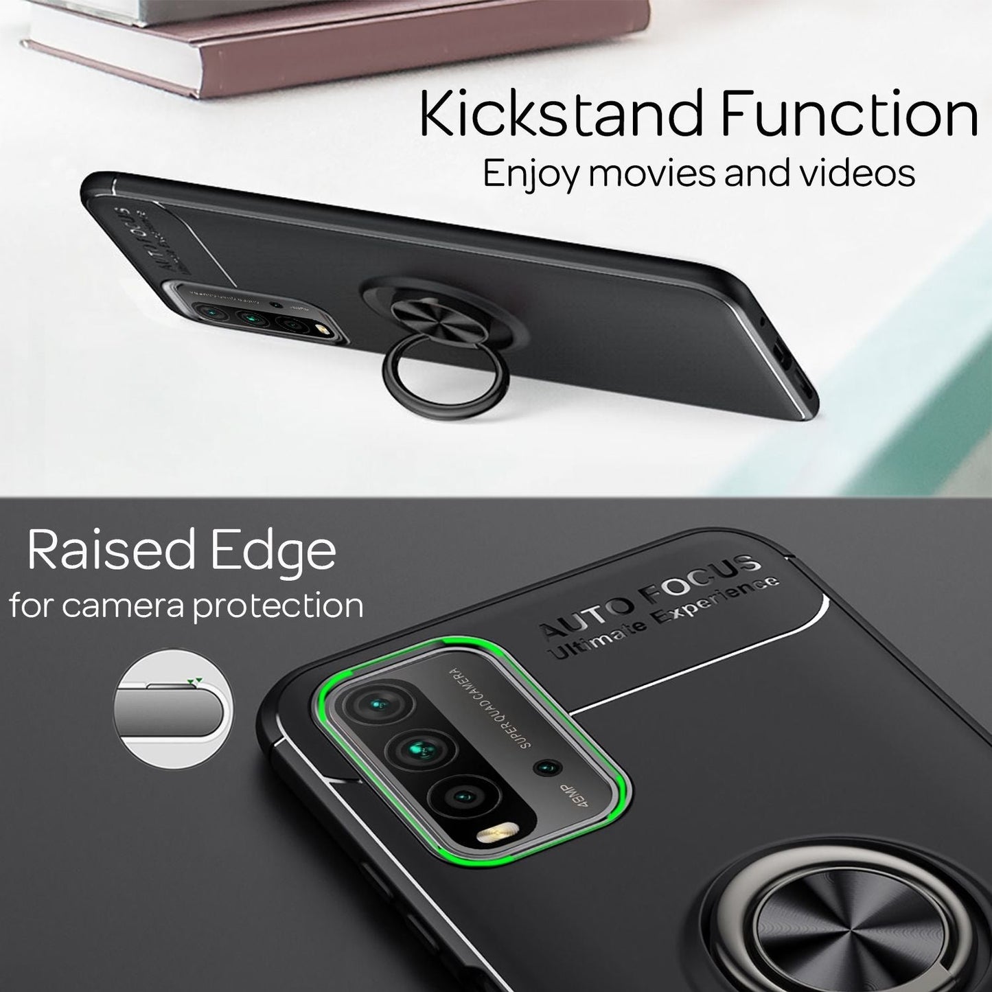 NALIA Ring Handyhülle für Xiaomi Redmi 9T, Silikon Cover Schutz Tasche Case Etui