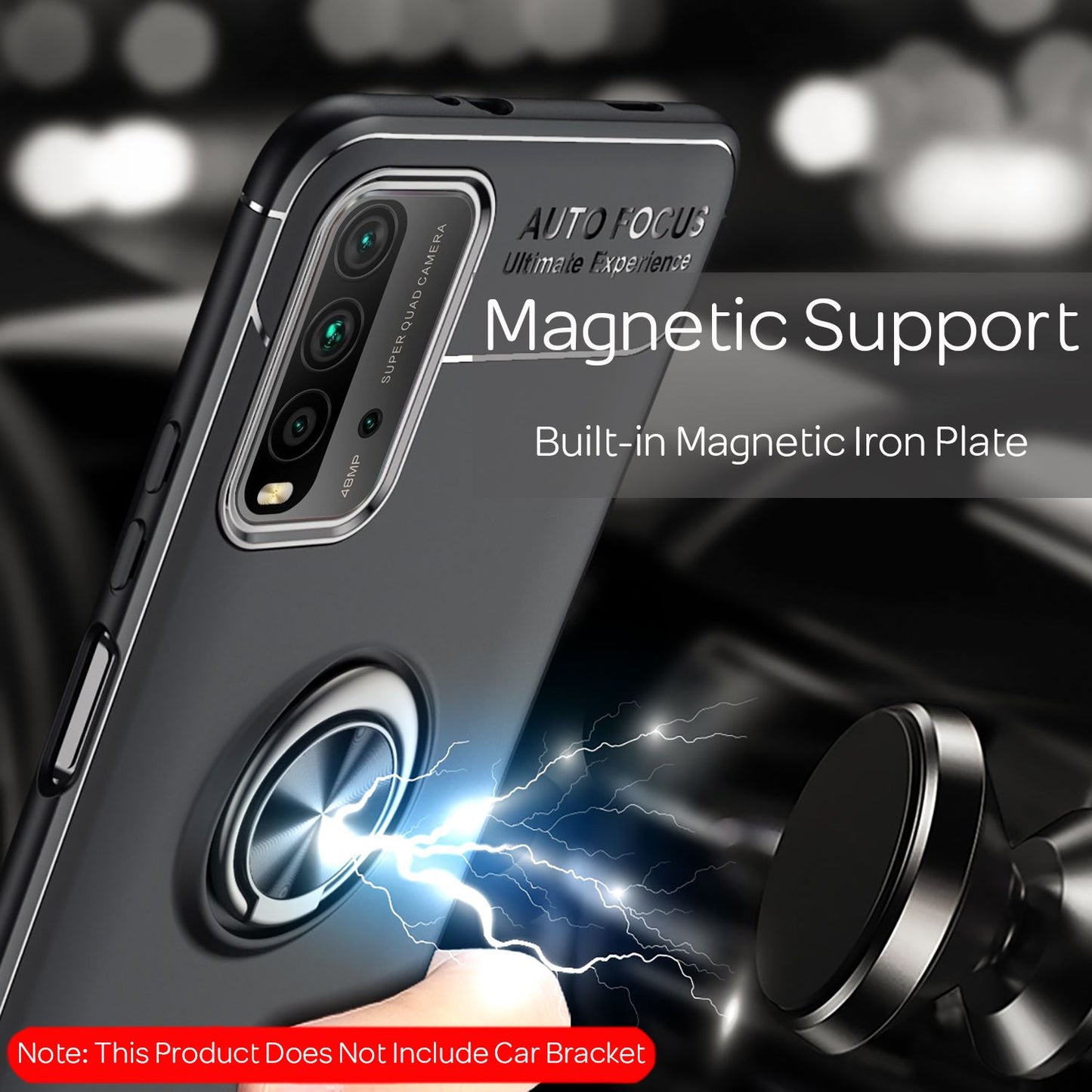 NALIA Ring Handyhülle für Xiaomi Redmi 9T, Silikon Cover Schutz Tasche Case Etui