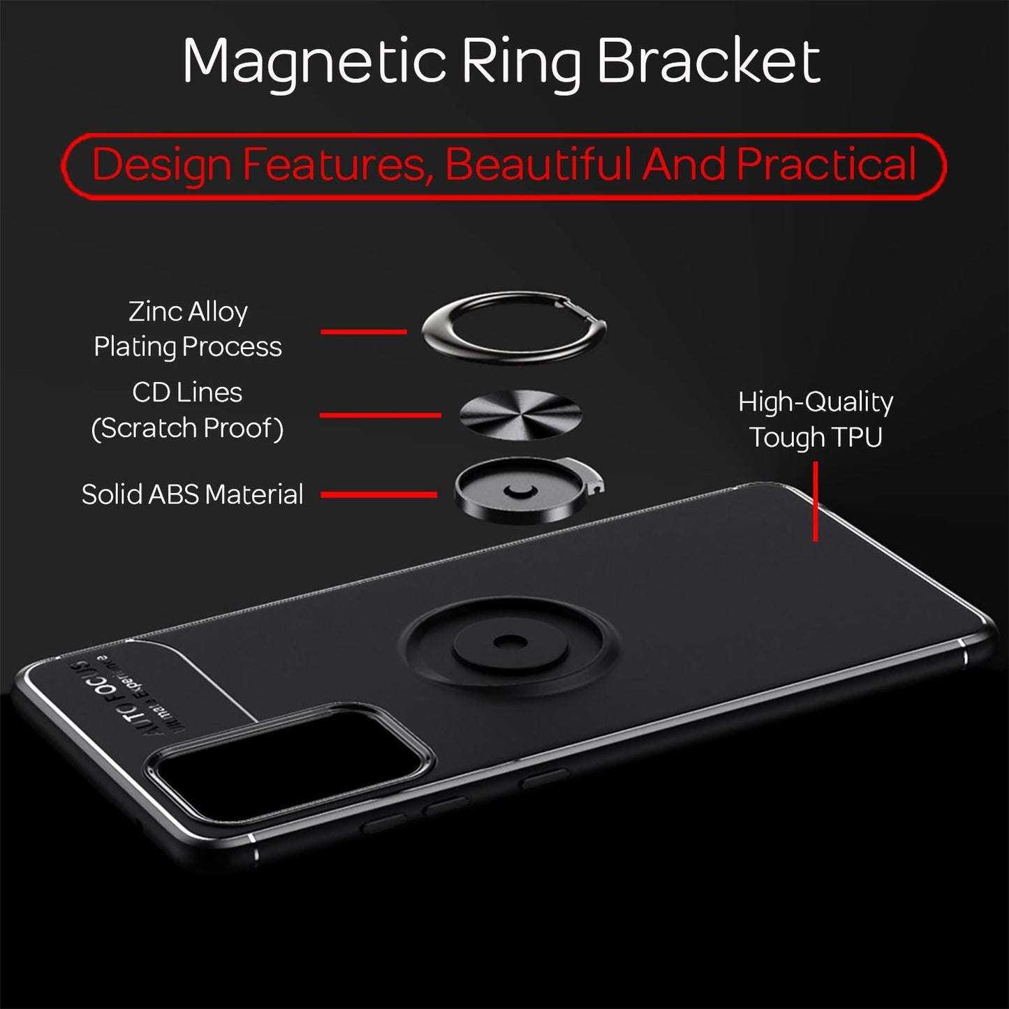 NALIA Ring Handy Hülle für Samsung Galaxy A52 5G / A52 / A52s 5G, Silikon Cover