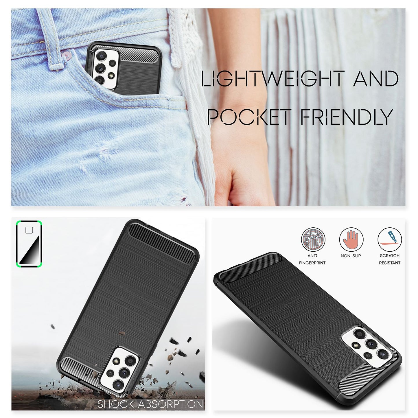 NALIA Case für Samsung Galaxy A52 5G / A52 / A52s 5G, Schwarze Handy Hülle Case