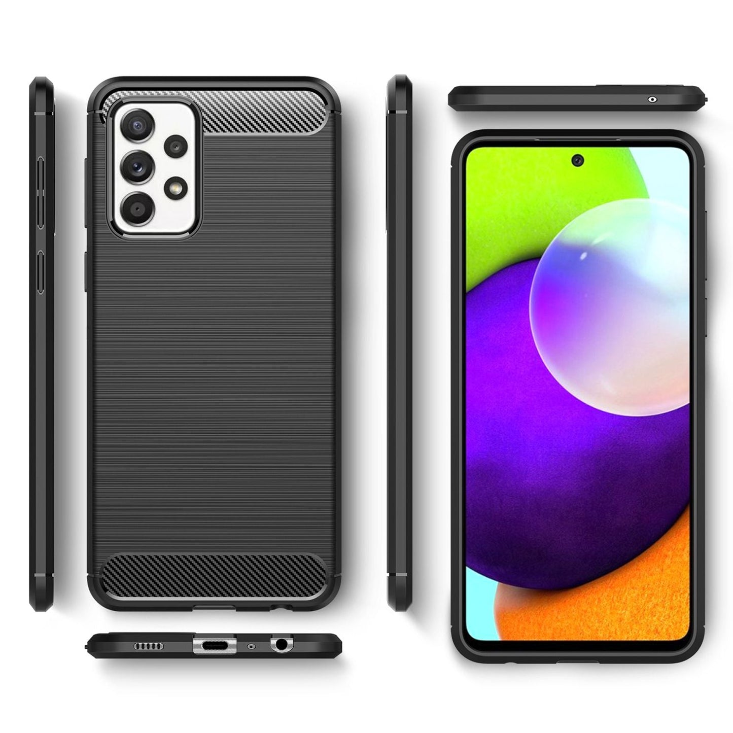 NALIA Case für Samsung Galaxy A52 5G / A52 / A52s 5G, Schwarze Handy Hülle Case