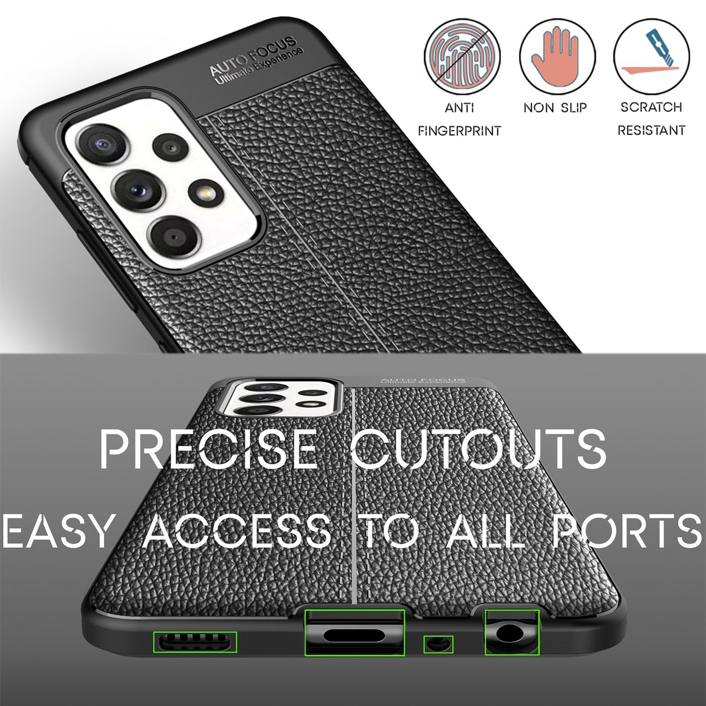 NALIA Galaxy A52 5G Case Leder Look - Slim Dünn Hülle, Stoßfest Schutz, Rutschfest