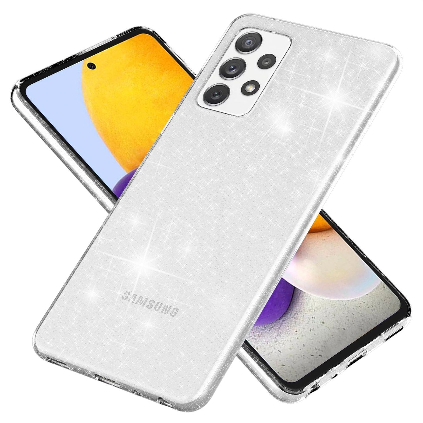 NALIA Galaxy A72 Glitzerhülle - Funkelndes Design, Größe A72, Material Silikon, Farbe Transparent