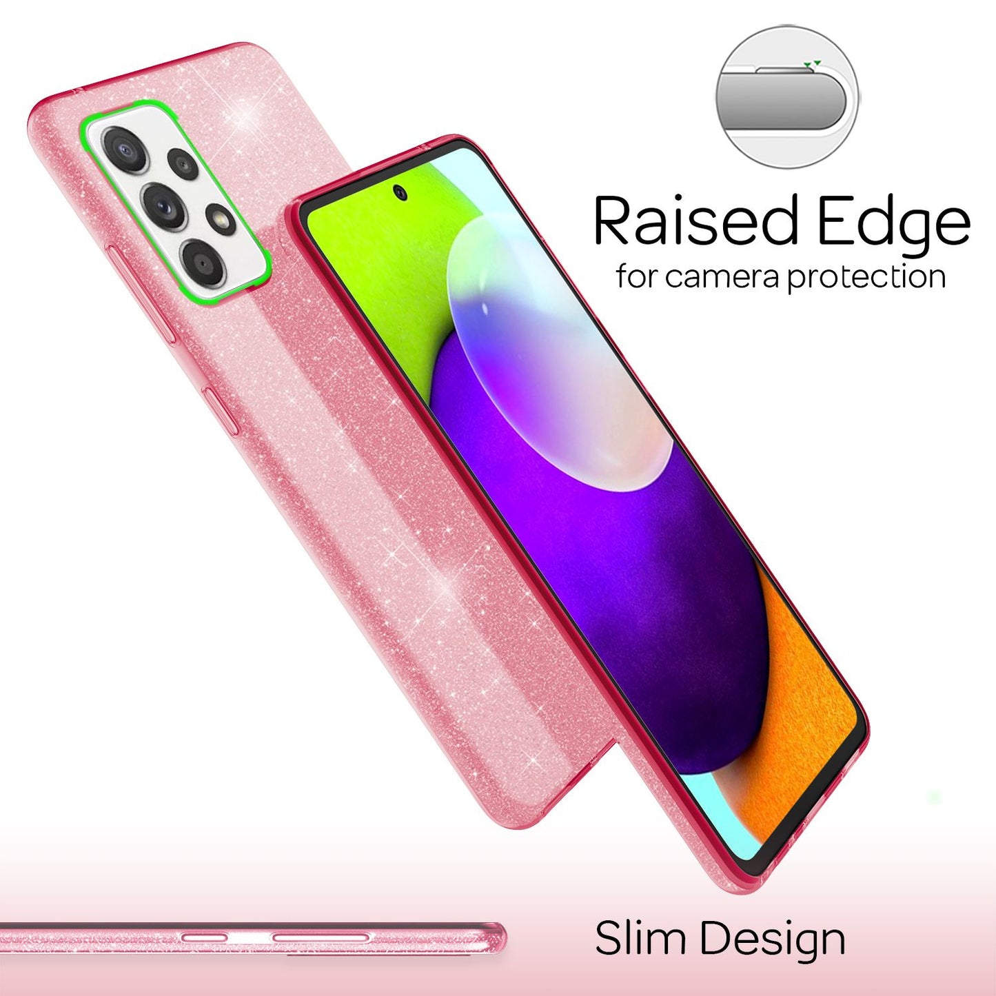 NALIA Glitzer Handy Hülle für Samsung Galaxy A52 5G / A52 / A52s 5G, Cover Case