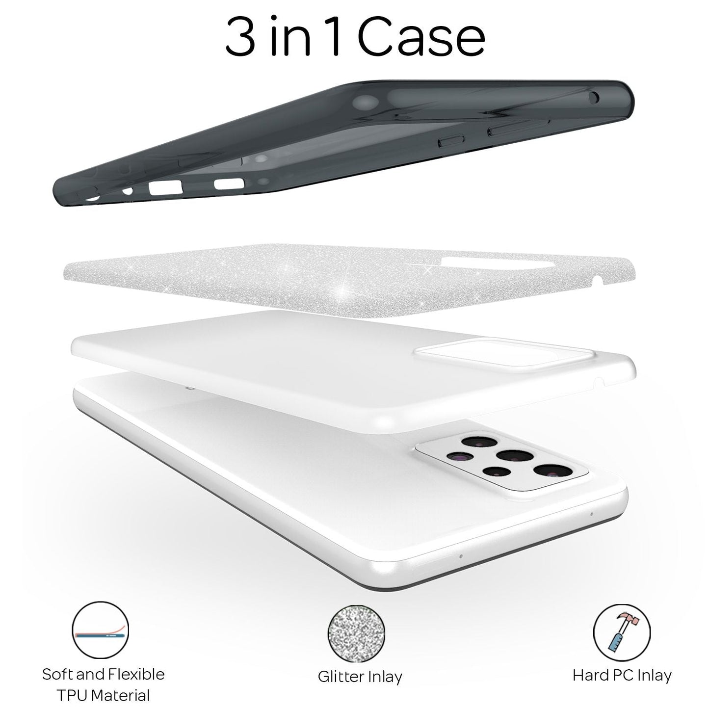 NALIA Glitzer Handy Hülle für Samsung Galaxy A52 5G / A52 / A52s 5G, Cover Case