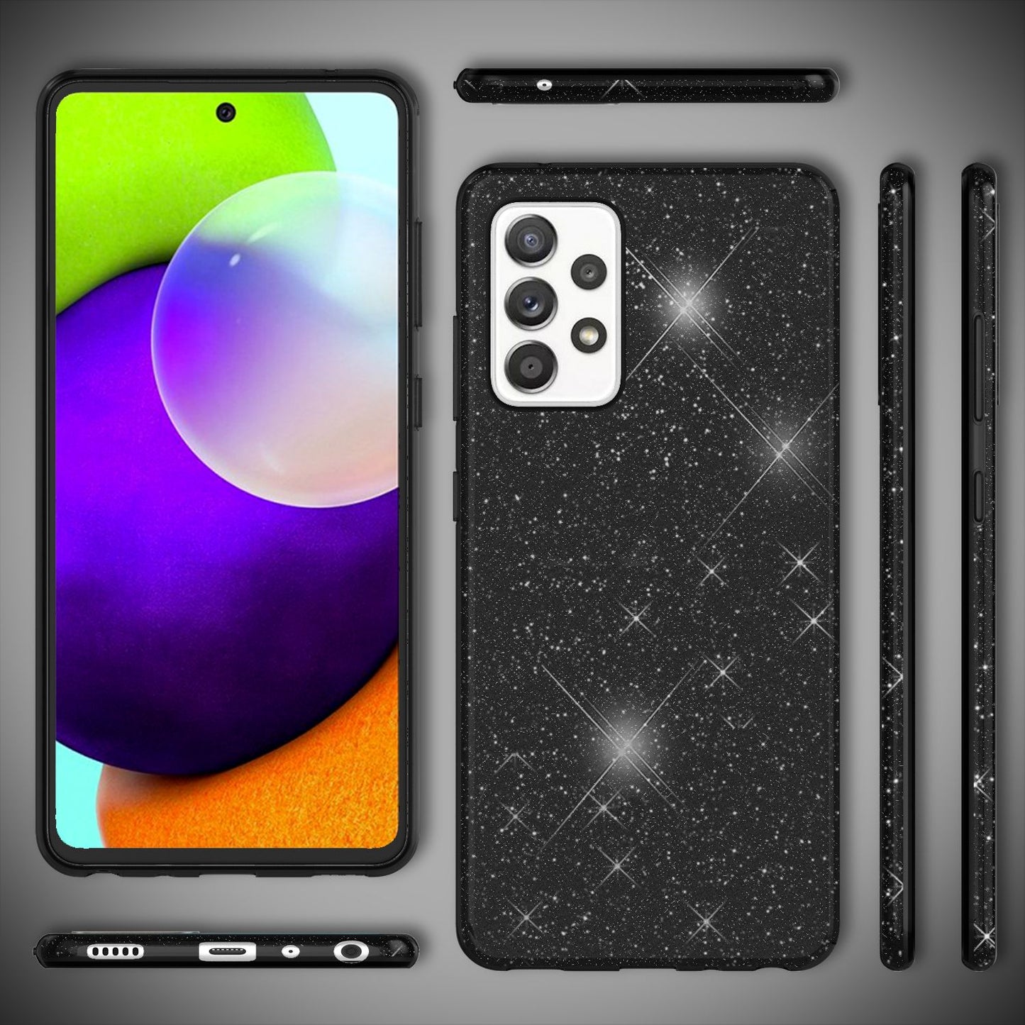 NALIA Glitzer Handy Hülle für Samsung Galaxy A52 5G / A52 / A52s 5G, Cover Case