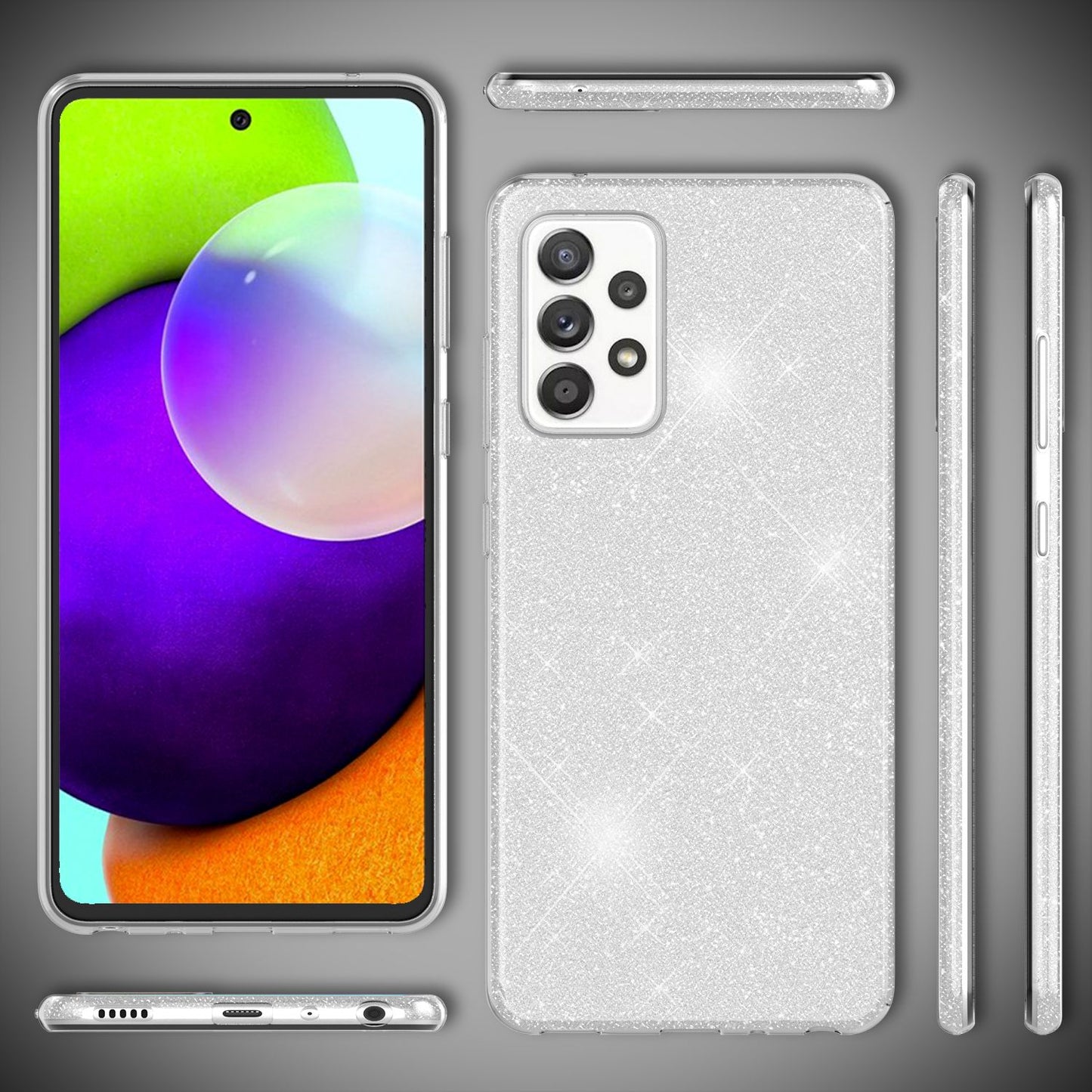 NALIA Glitzer Handy Hülle für Samsung Galaxy A52 5G / A52 / A52s 5G, Cover Case
