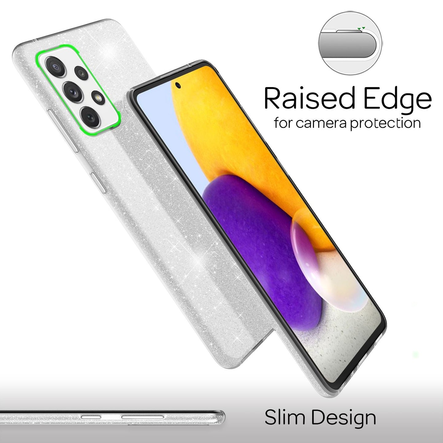 Nalia Galaxy A72 Glitzer Hülle - Größe 6,7 Zoll, Dicke 0,8 Mm