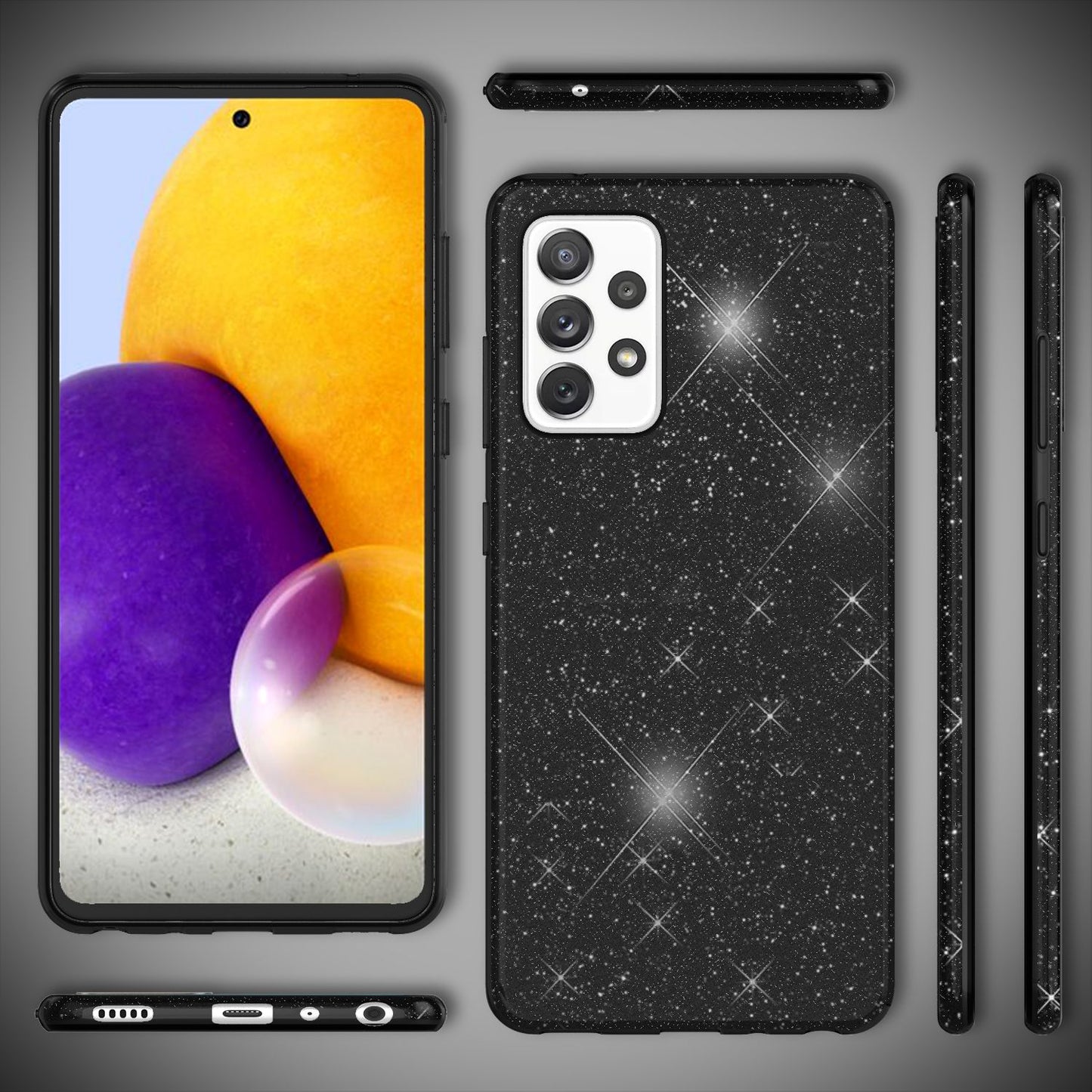 Nalia Galaxy A72 Glitzer Hülle - Größe 6,7 Zoll, Dicke 0,8 Mm