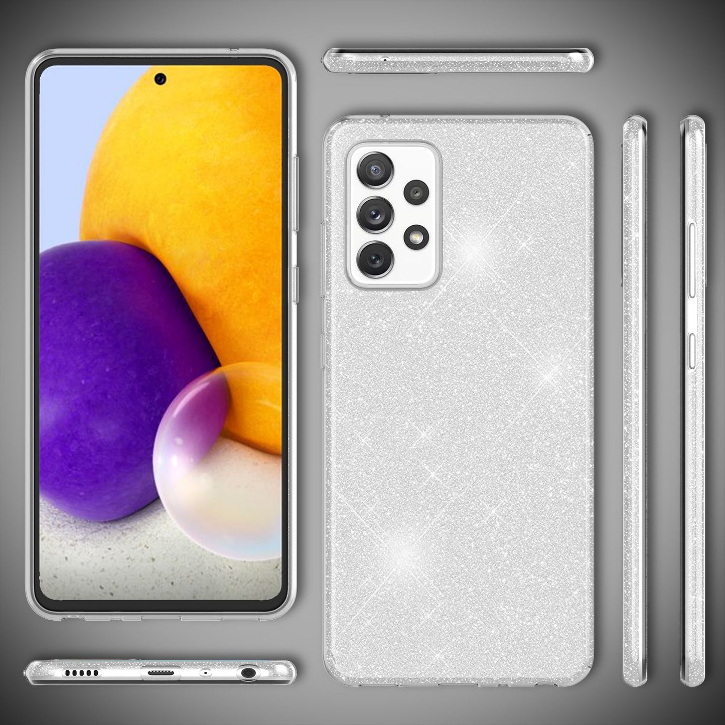Nalia Galaxy A72 Glitzer Hülle - Größe 6,7 Zoll, Dicke 0,8 Mm