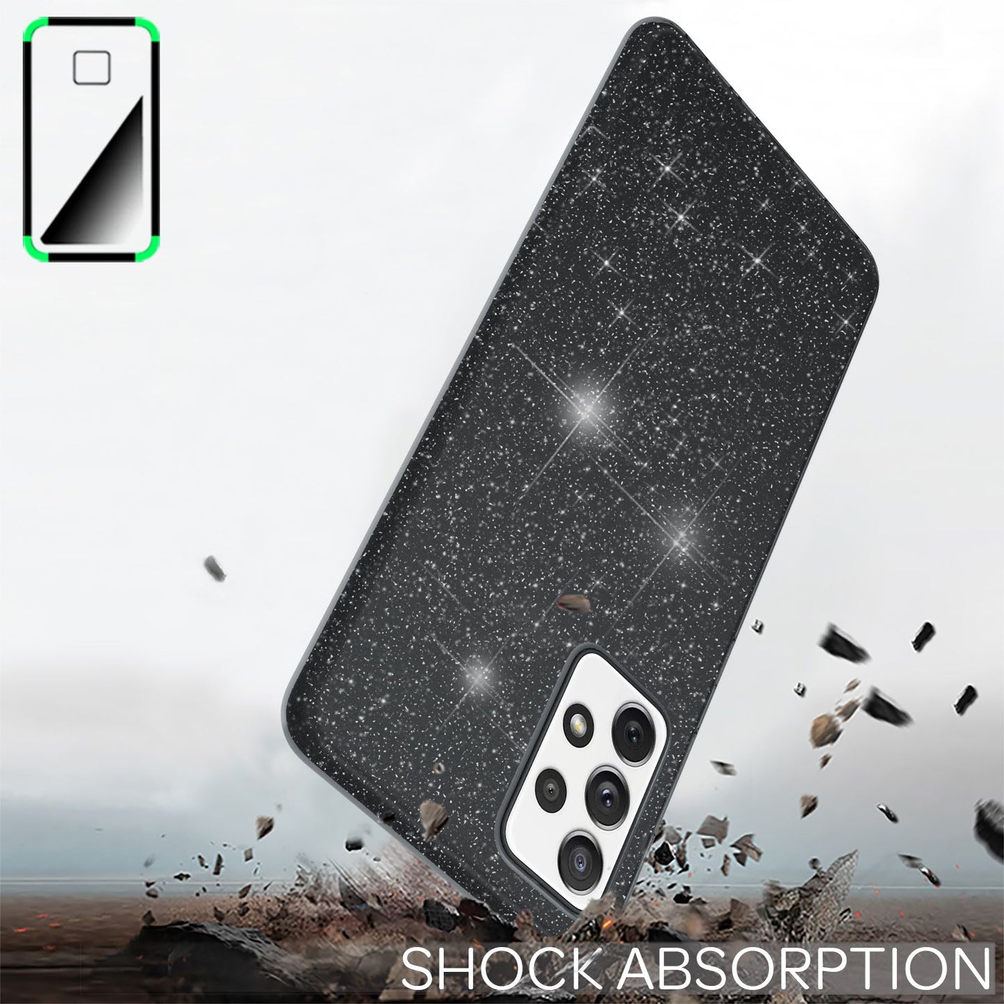 Nalia Galaxy A72 Glitzer Hülle - Größe 6,7 Zoll, Dicke 0,8 Mm