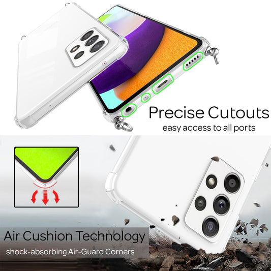 NALIA Handy Hülle mit Kette für Samsung Galaxy A52 5G / A52 / A52s 5G Case Cover