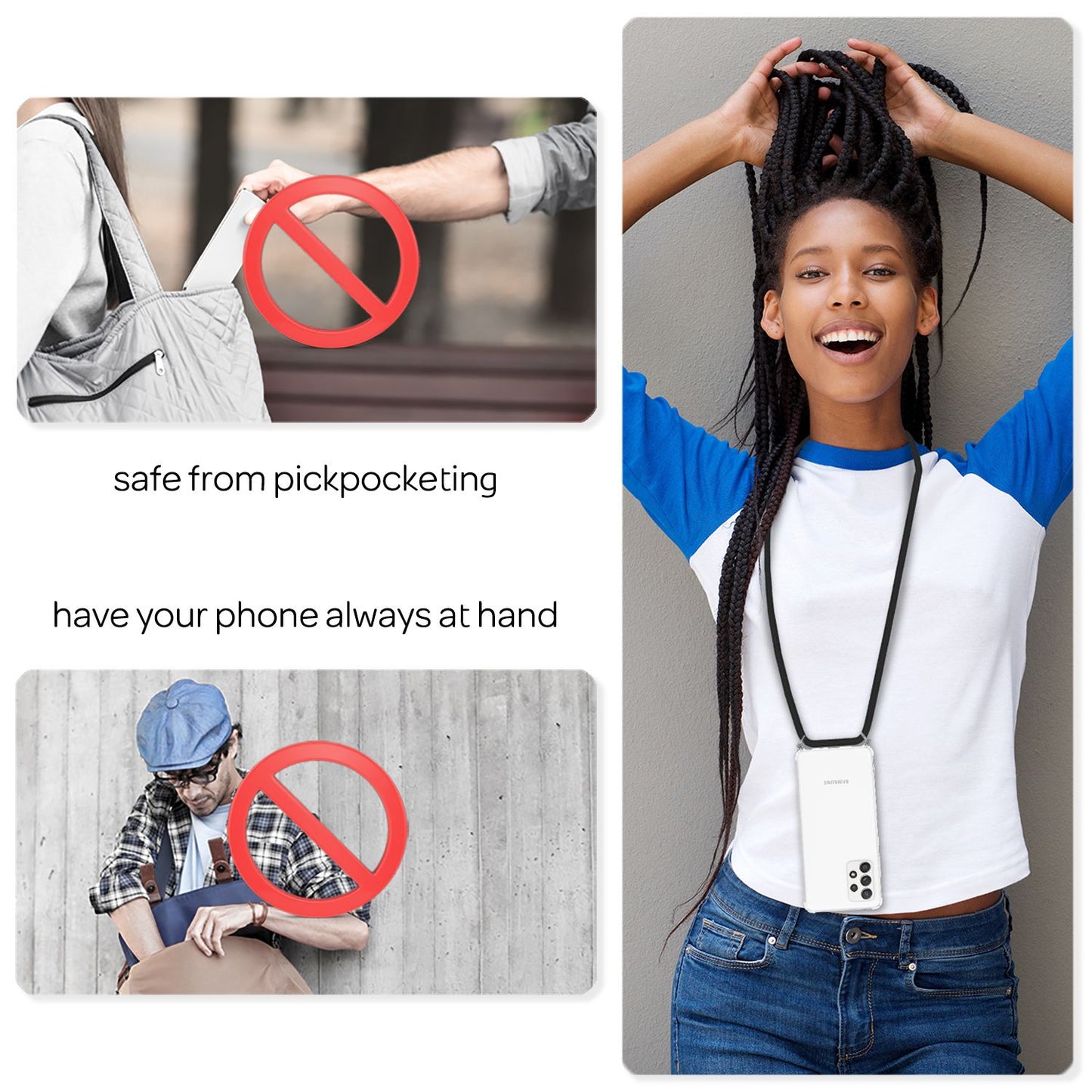 NALIA Handy Hülle mit Kette für Samsung Galaxy A52 5G / A52 / A52s 5G Case Cover