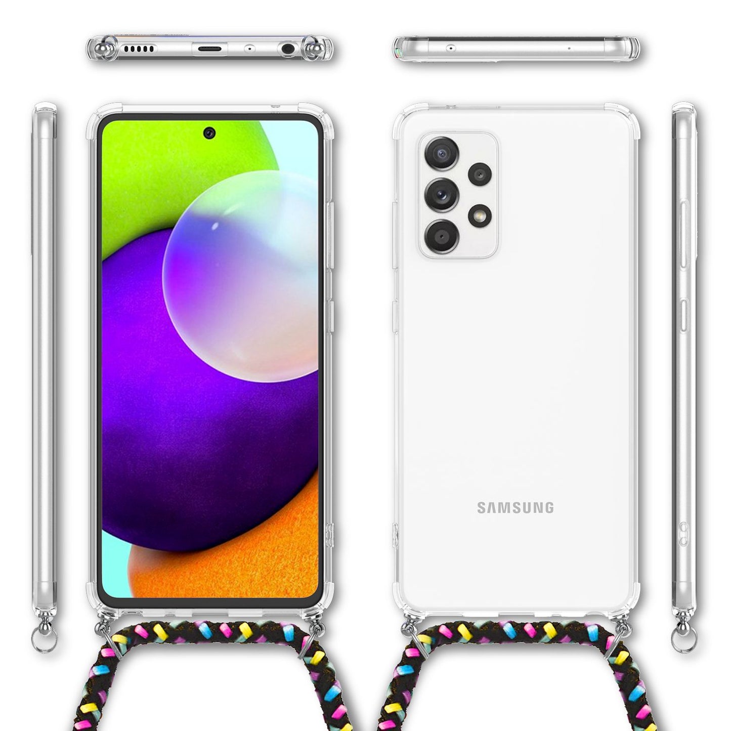 NALIA Handy Hülle mit Kette für Samsung Galaxy A52 5G / A52 / A52s 5G Case Cover