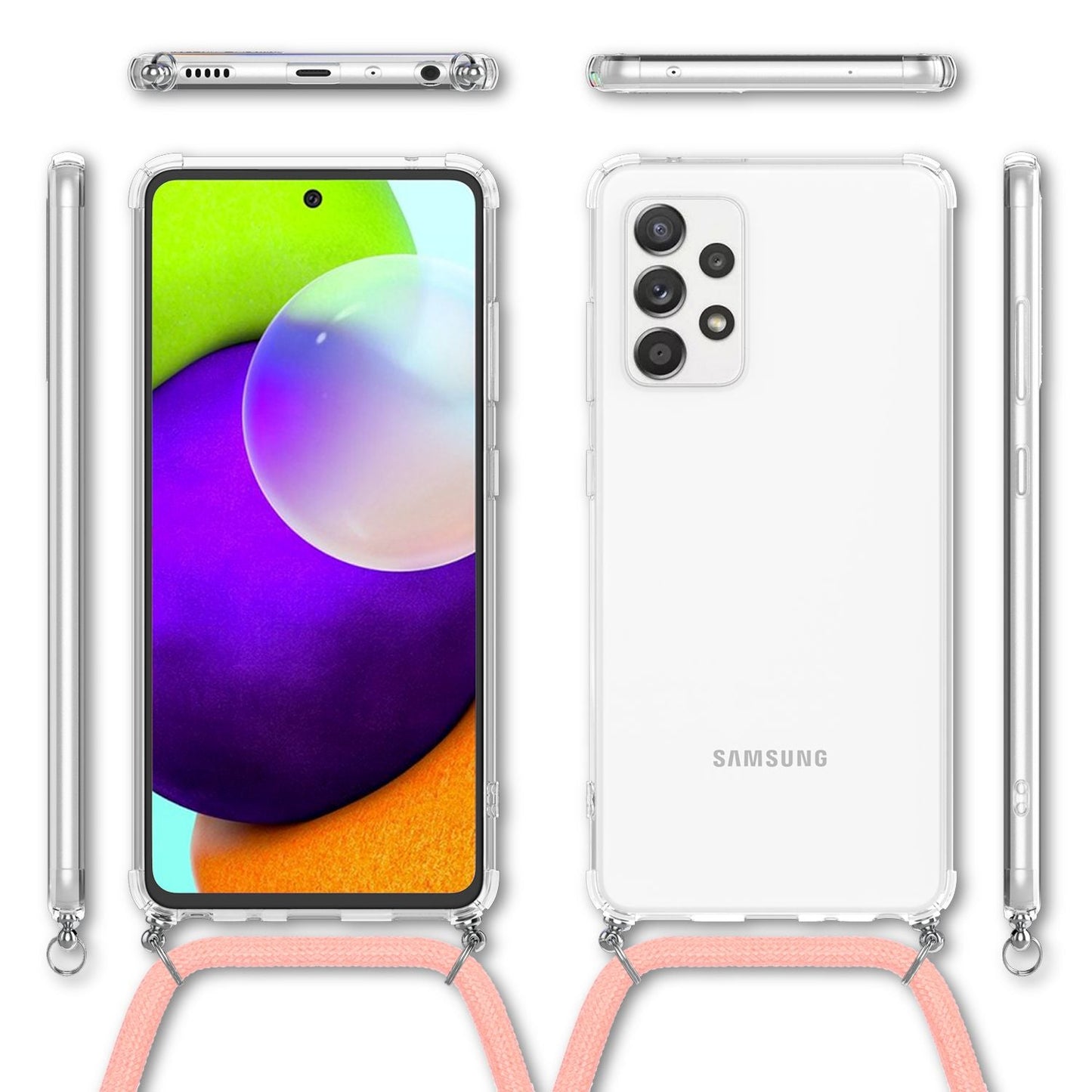 NALIA Handy Hülle mit Kette für Samsung Galaxy A52 5G / A52 / A52s 5G Case Cover