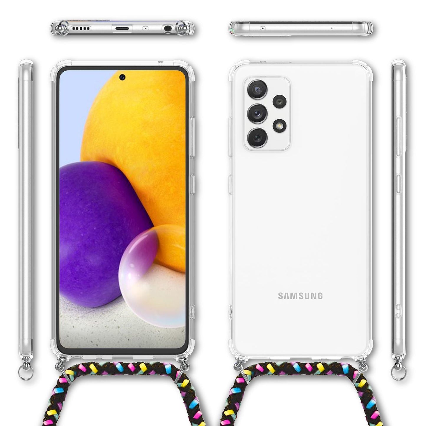 NALIA Hangit Handy Hülle Umhängehülle - Kette 60 cm, Kompatibilität Galaxy A72, Gewicht 40 g