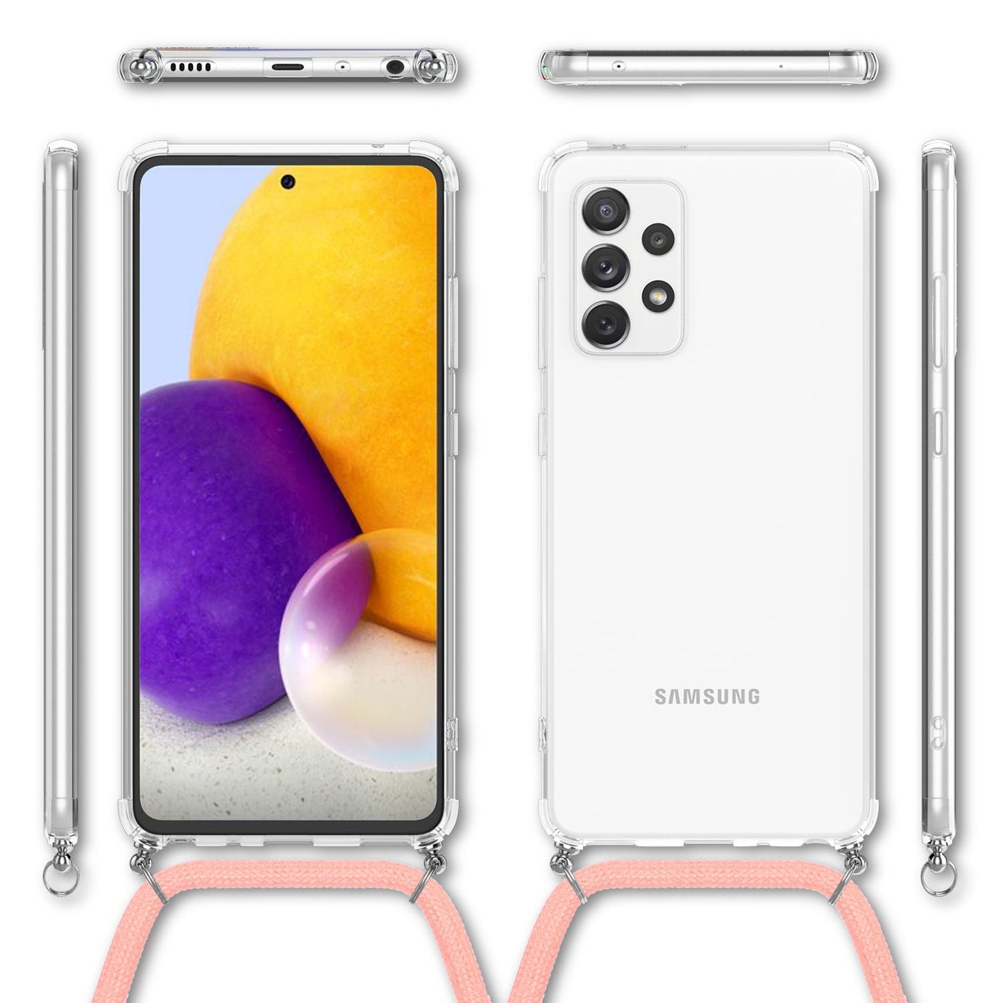 NALIA Hangit Handy Hülle Umhängehülle - Kette 60 cm, Kompatibilität Galaxy A72, Gewicht 40 g