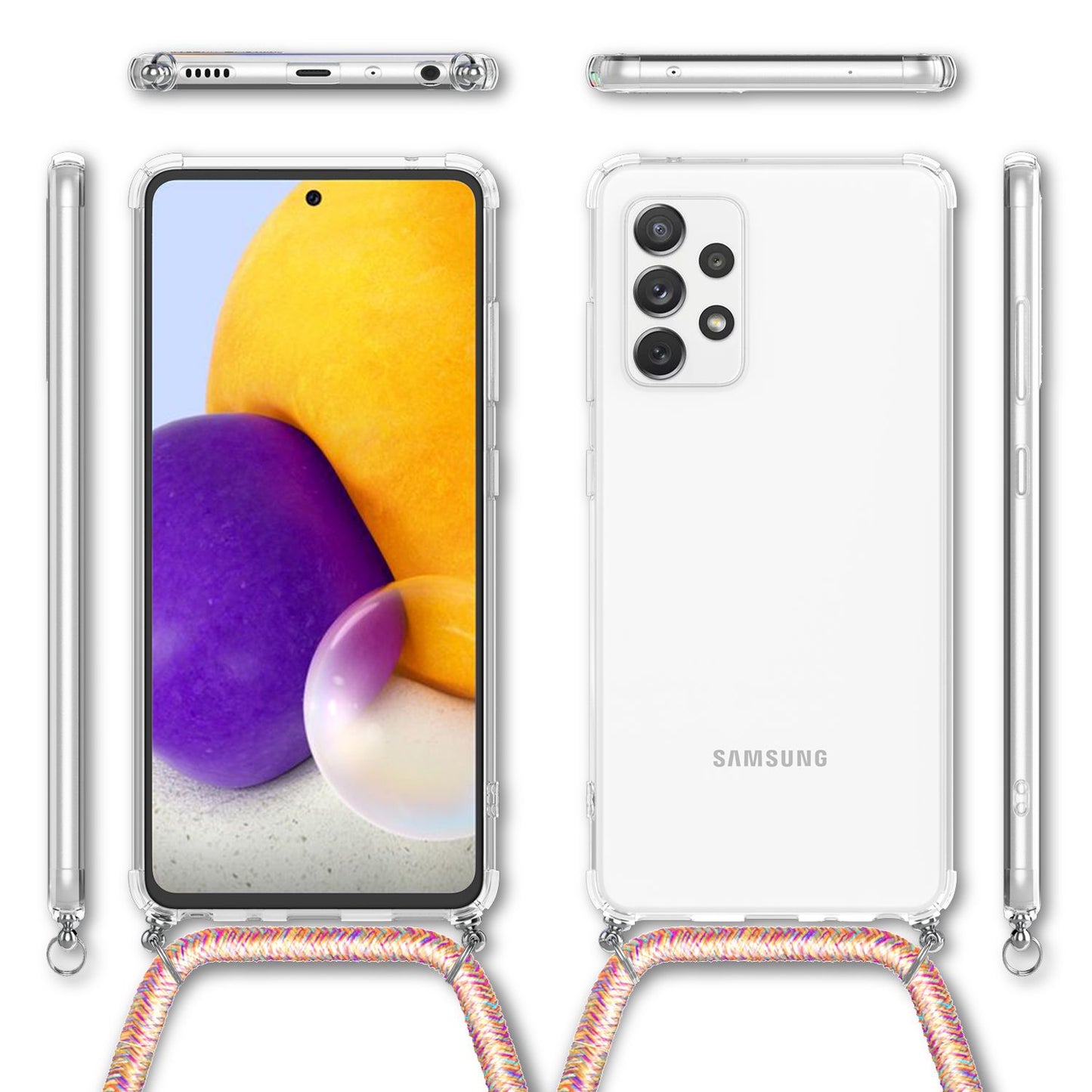 NALIA Hangit Handy Hülle Umhängehülle - Kette 60 cm, Kompatibilität Galaxy A72, Gewicht 40 g
