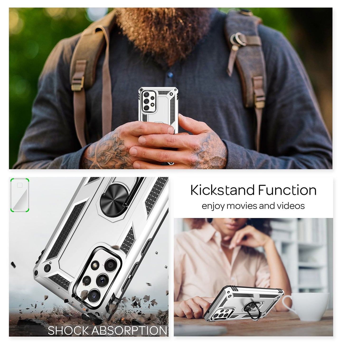 NALIA Ring Handyhülle für Samsung Galaxy A52 5G / A52 / A52s 5G, Kickstand Case