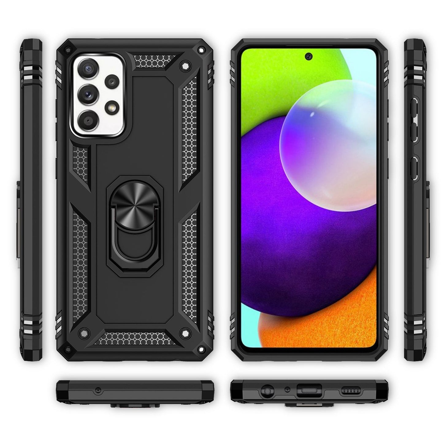 NALIA Ring Handyhülle für Samsung Galaxy A52 5G / A52 / A52s 5G, Kickstand Case