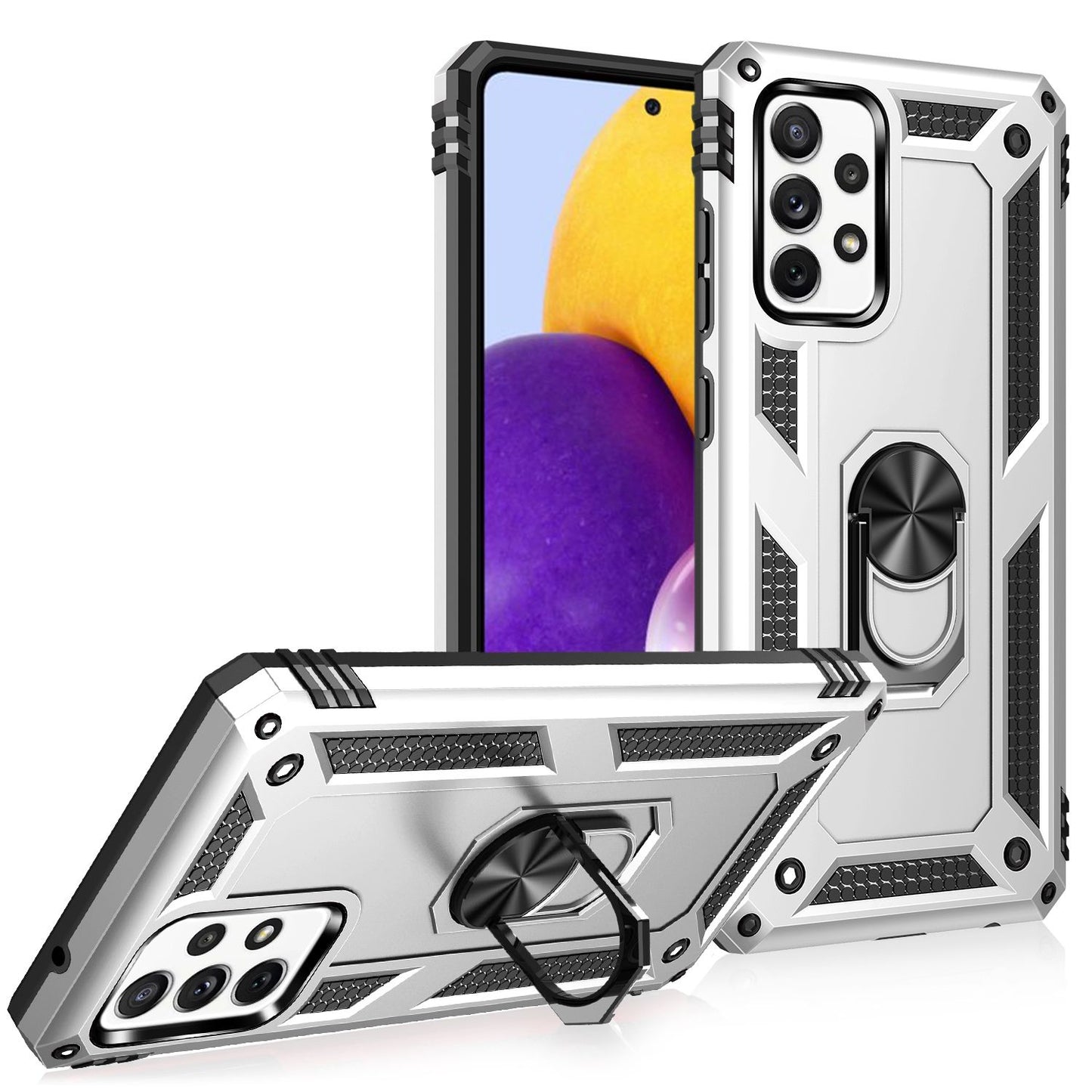 NALIA Ring Handyhülle für Samsung Galaxy A72, Silikon Cover & Hardcase Kratzfest