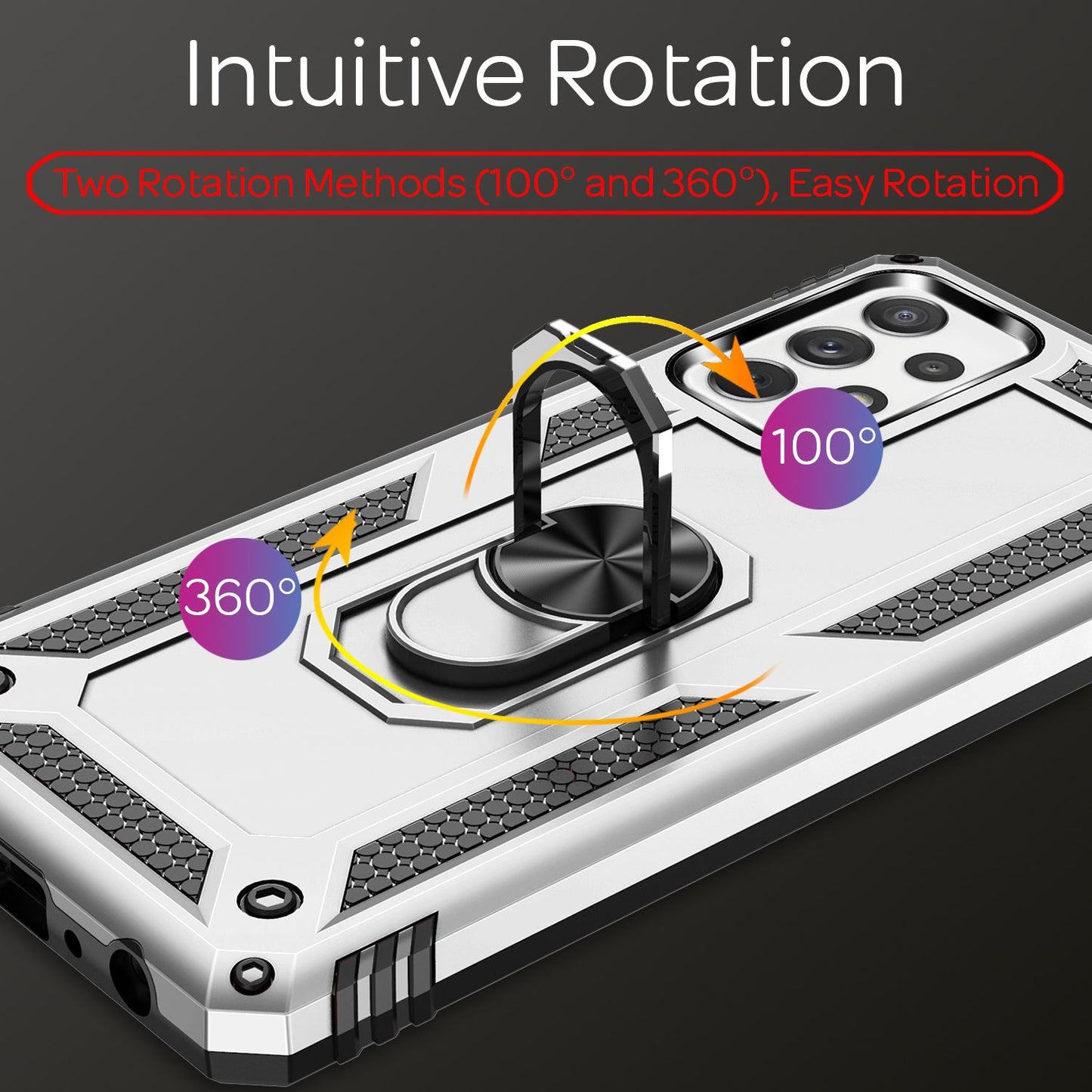 NALIA Ring Handyhülle für Samsung Galaxy A72, Silikon Cover & Hardcase Kratzfest