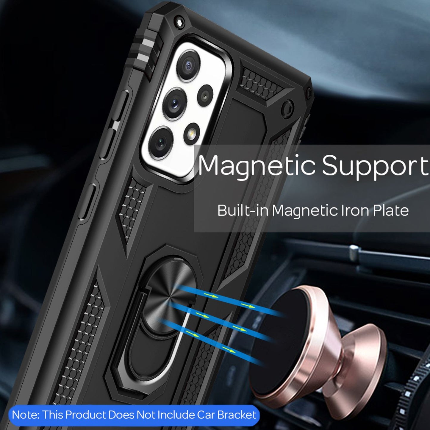 NALIA Ring Handyhülle für Samsung Galaxy A72, Silikon Cover & Hardcase Kratzfest