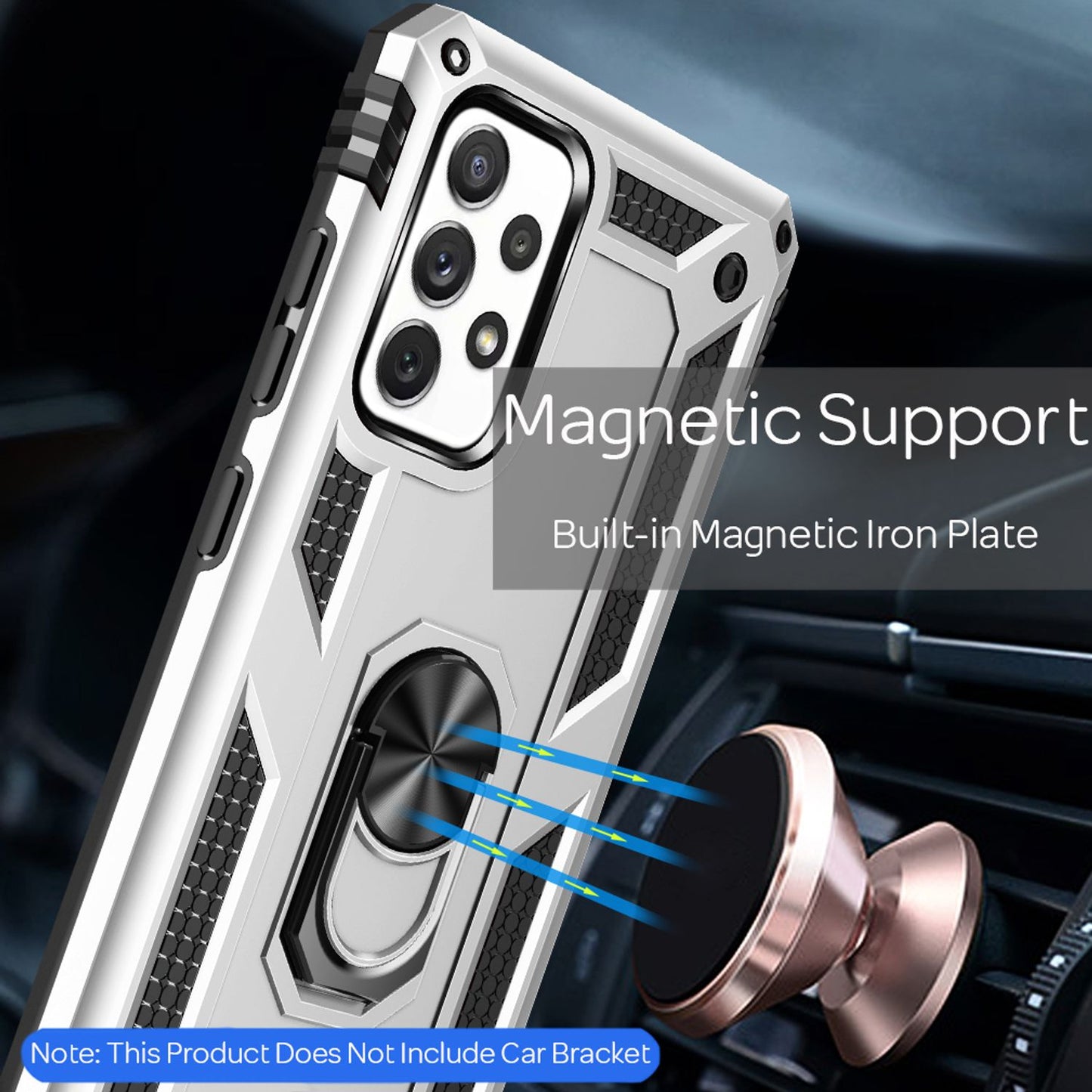 NALIA Ring Handyhülle für Samsung Galaxy A72, Silikon Cover & Hardcase Kratzfest